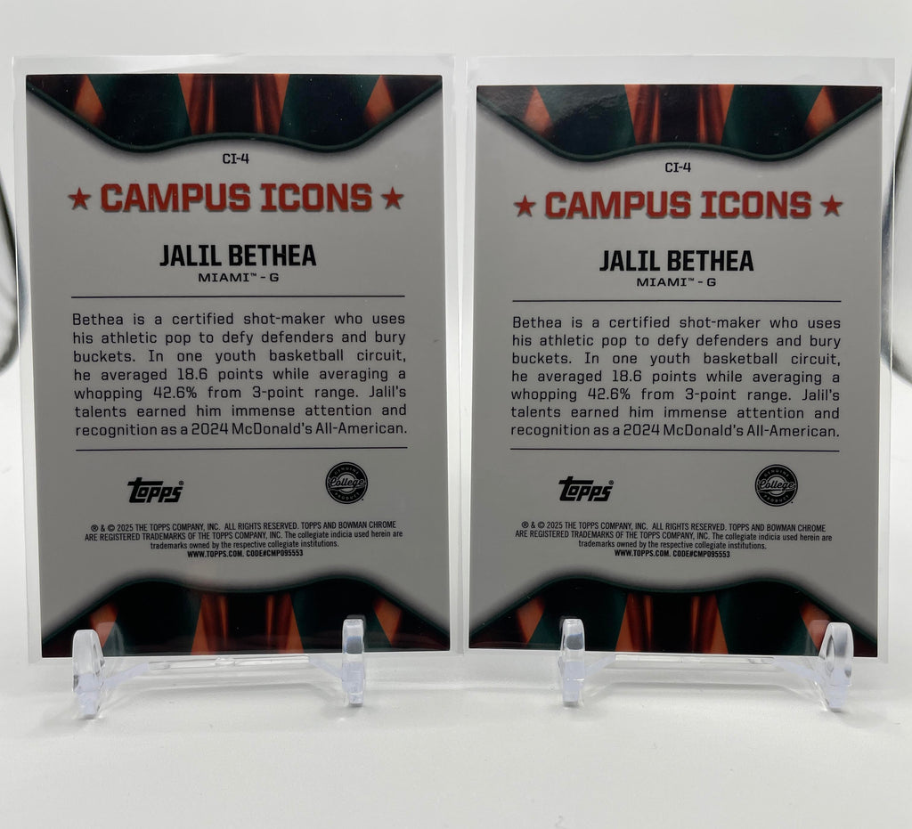 2024-25 Bowman U Chrome Jalil Bethea Campus Icons Black White Refractor /48 (x2)