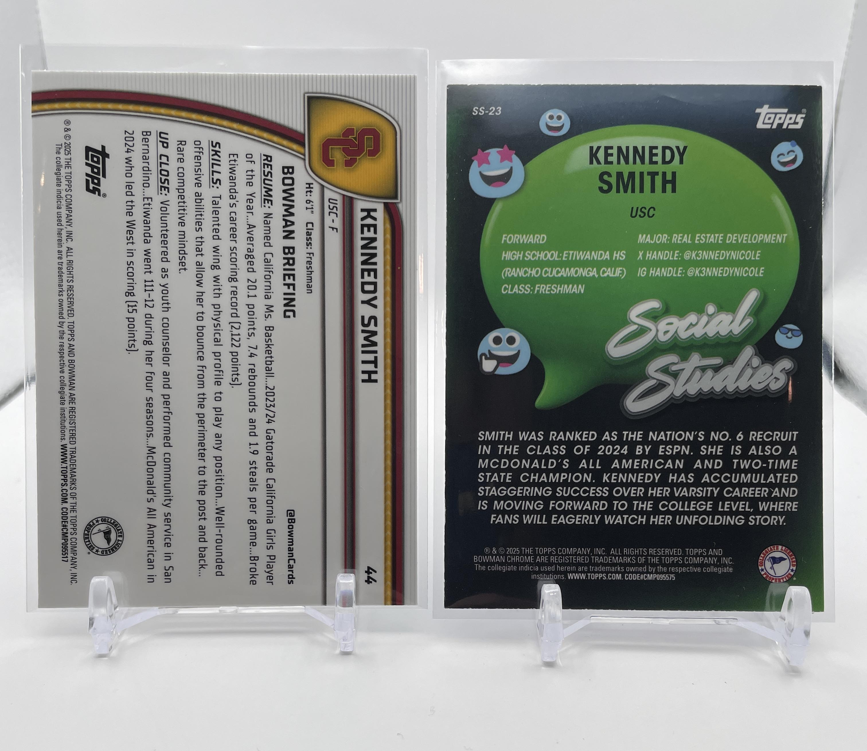 2024-25 Bowman U Chrome Kennedy Smith Blue Refractor + Insert /150 + Aqua /299