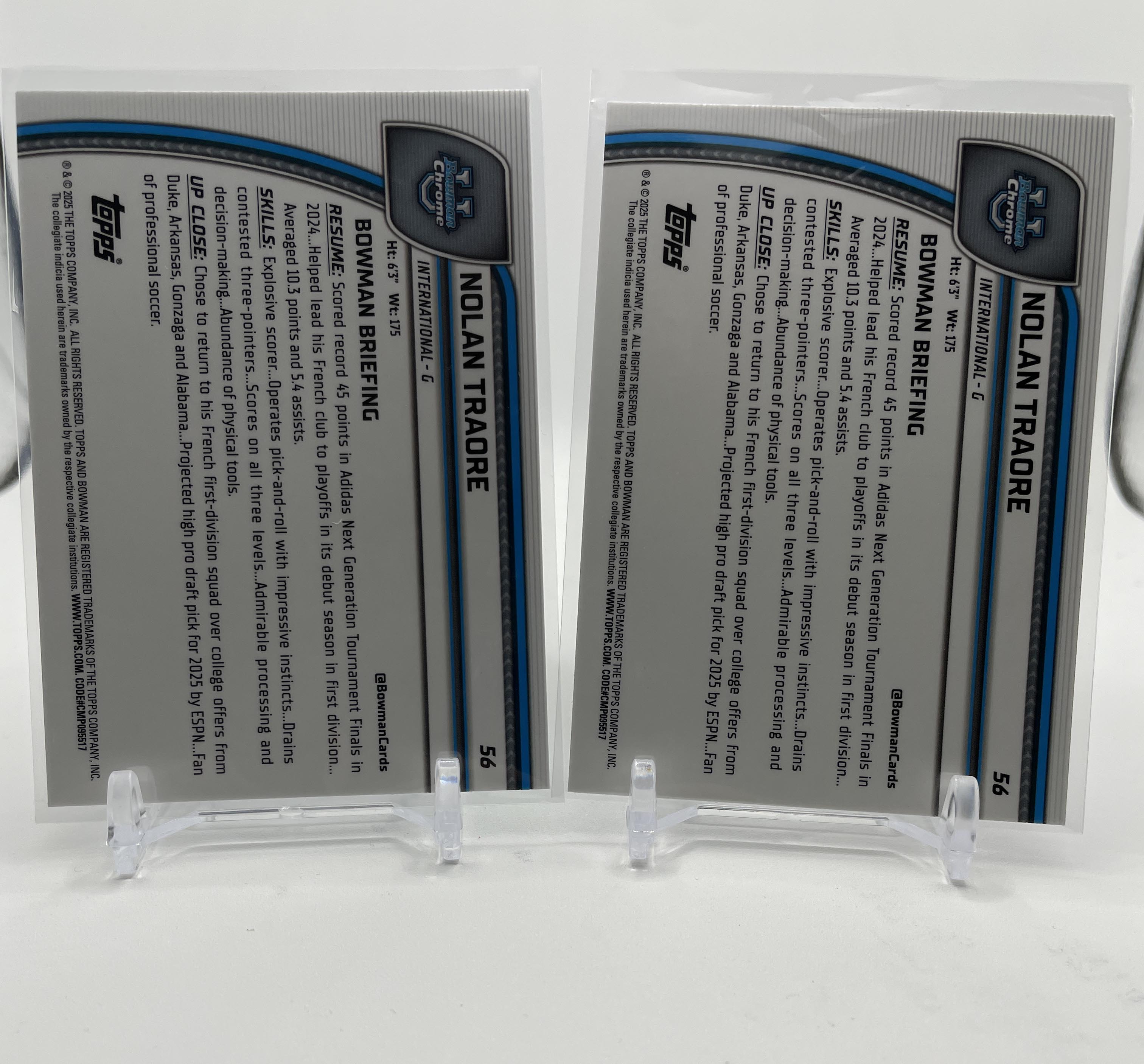 2024-25 Bowman U Chrome Nolan Traore Playbook Gold /50 Green /99 /100 Set (x5)