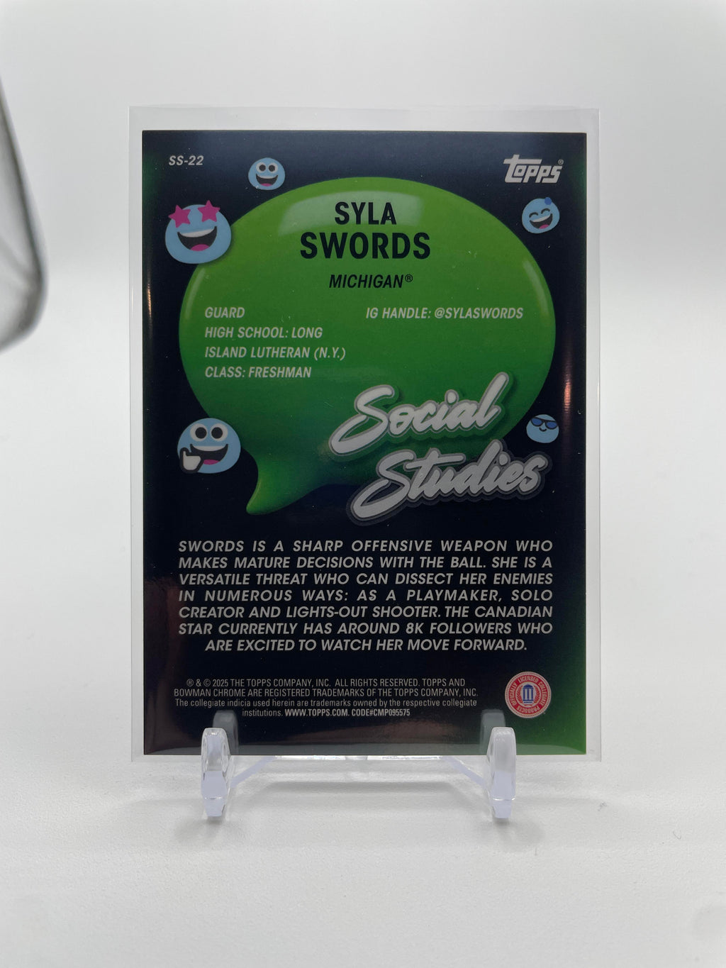 2024-25 Bowman U Chrome Syla Swords Social Studies Black & White Refractor /48