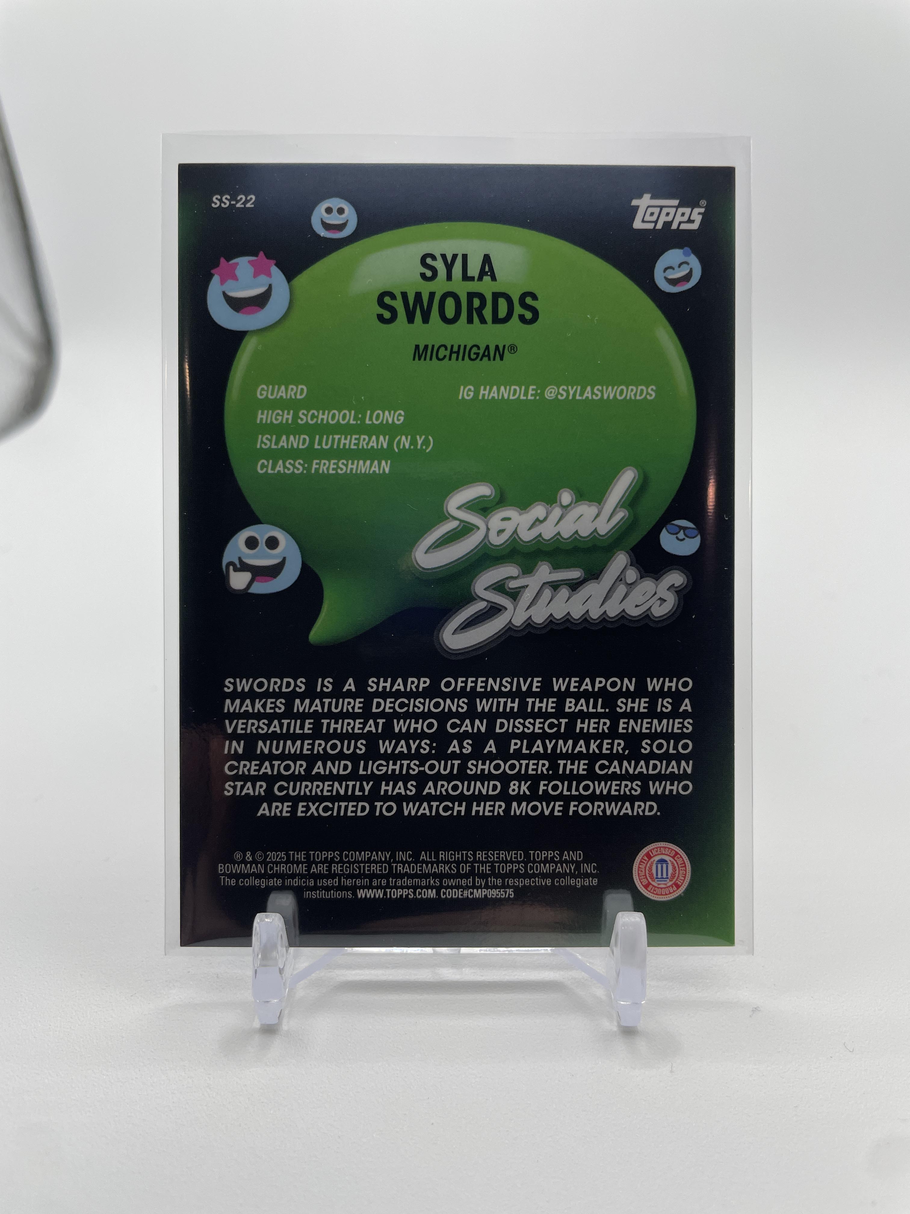 2024-25 Bowman U Chrome Syla Swords Social Studies Black & White Refractor /48