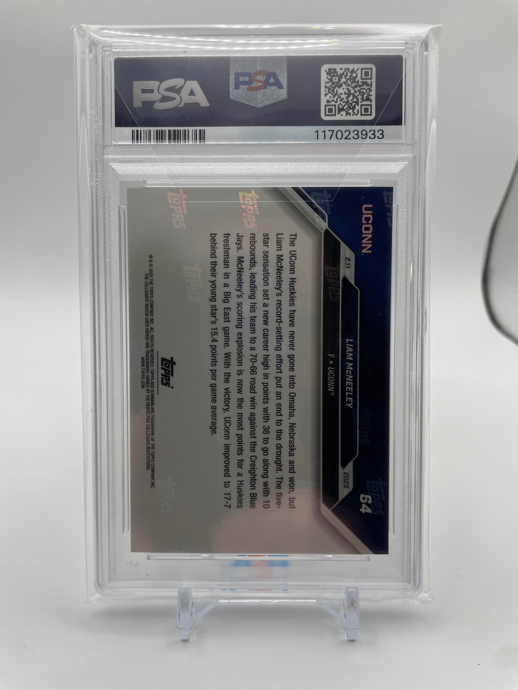 2024-25 Bowman U Now Liam Mckneeley Rookie #64 PSA 9 Mint