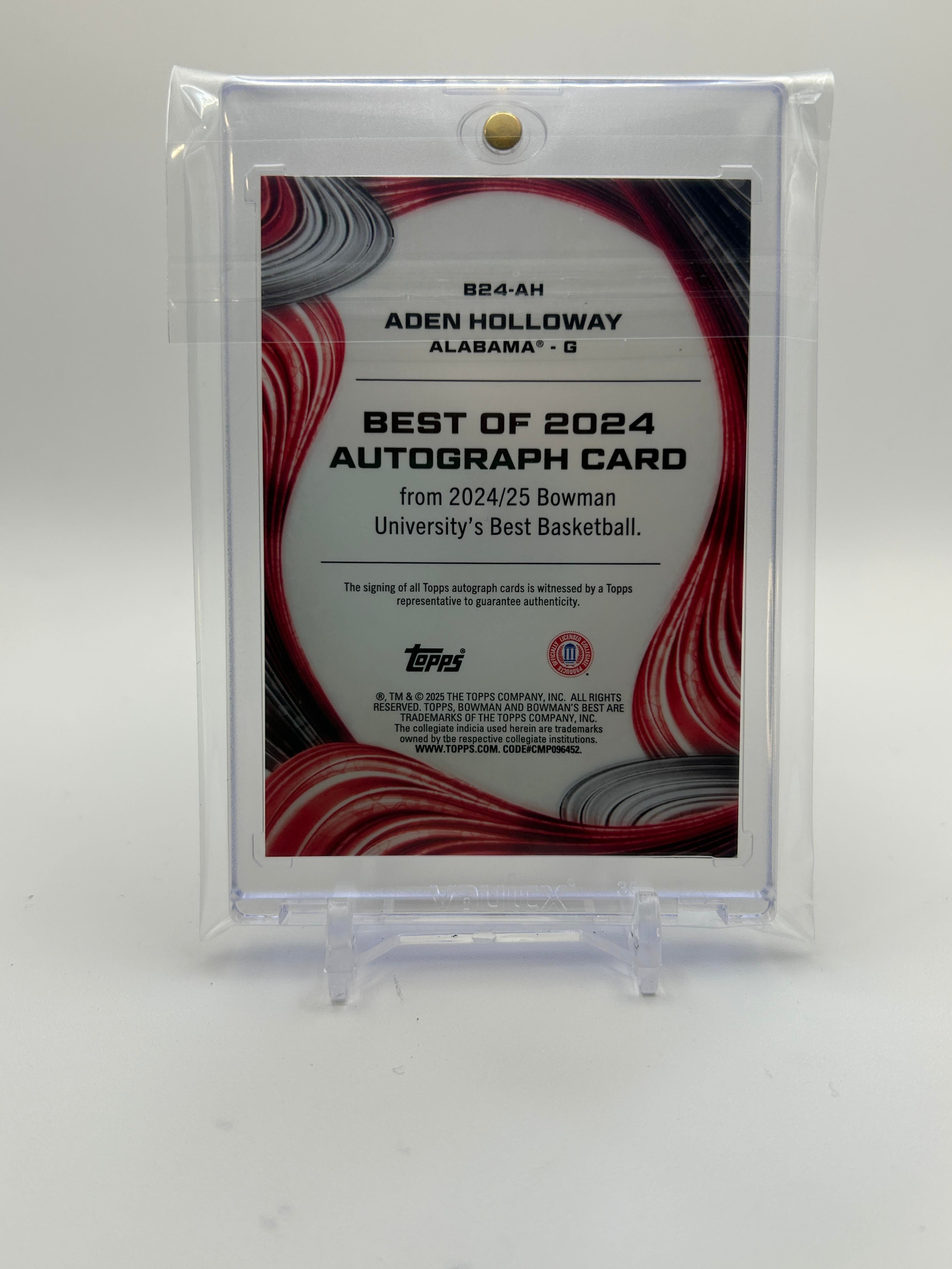 2024-25 Bowman University Best Aden Holloway Orange Refractor Auto /25