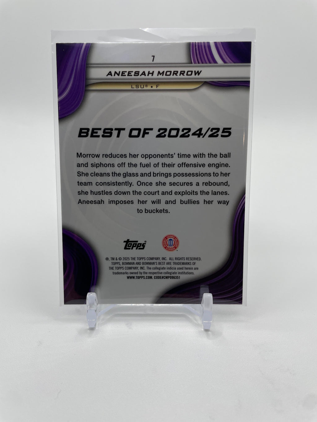 2024-25 Bowman University Best Aneesah Morrow Blue Refractor Rookie /150