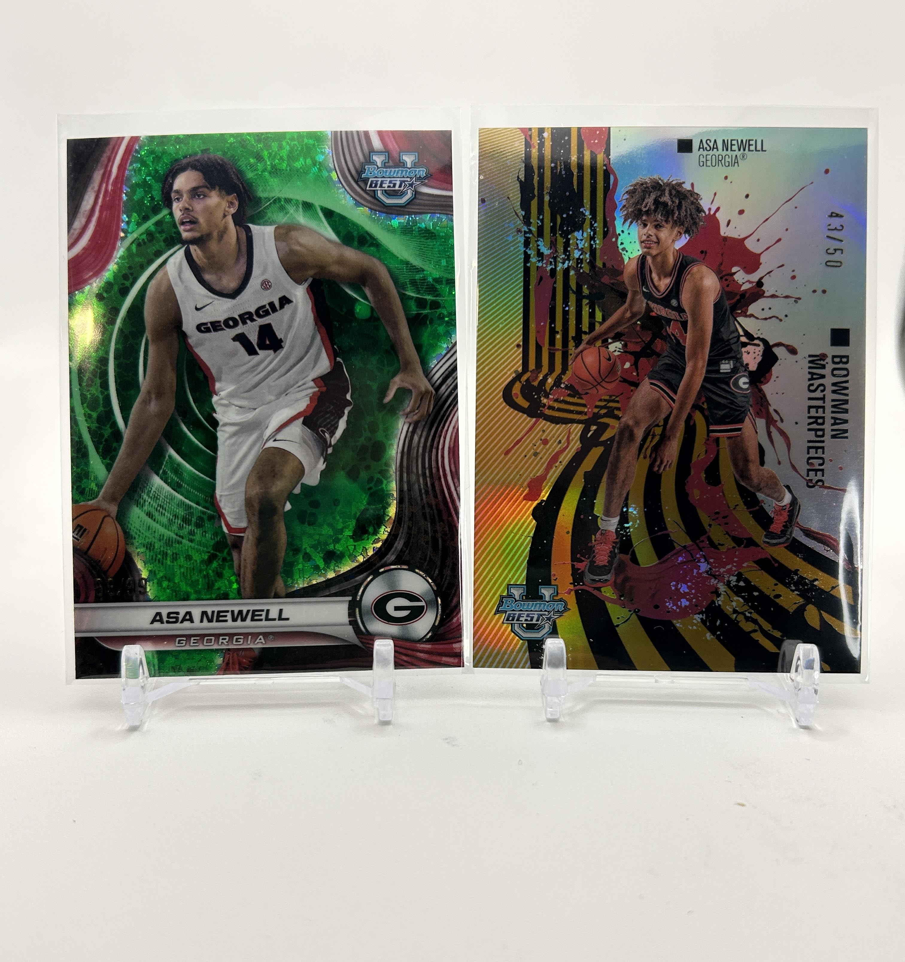 2024-25 Bowman University Best Asa Newell Green /99 + Masterpieces Gold /50