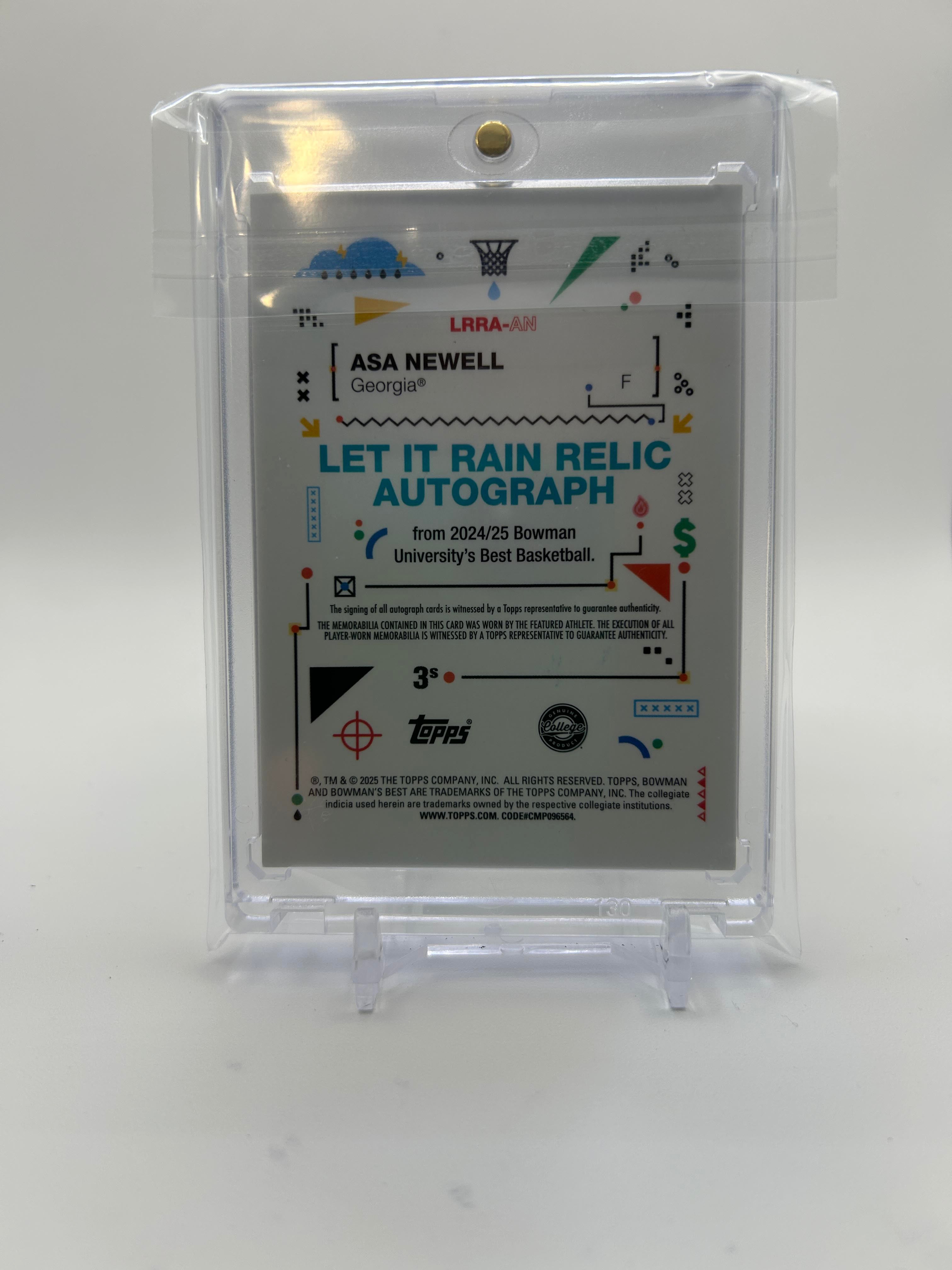 2024-25 Bowman University Best Asa Newell Let it Rain Gold Patch Rookie Auto /50