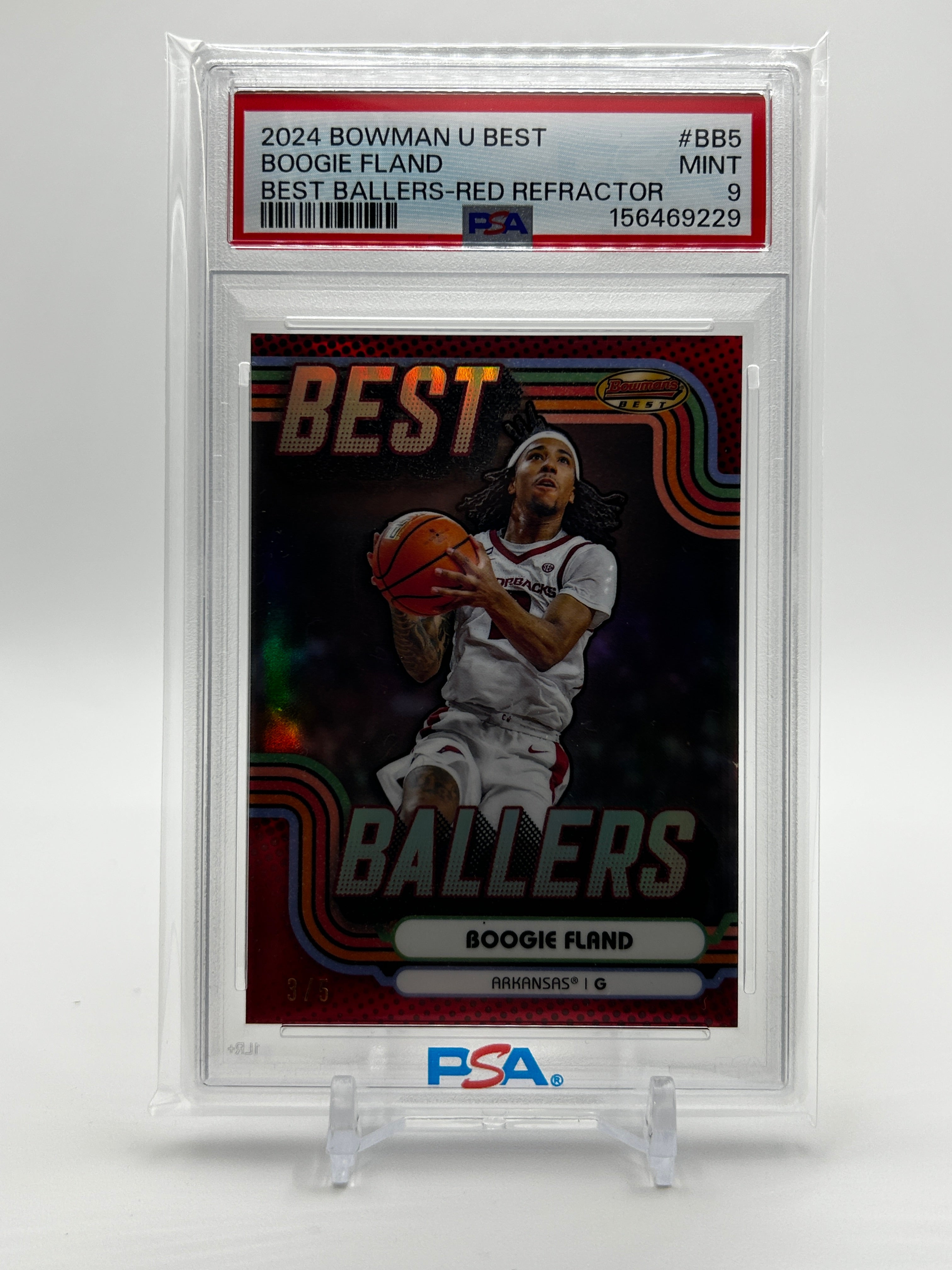 2024-25 Bowman University Best Boogie Fland Best Ballers Red Refractor /5 PSA 9