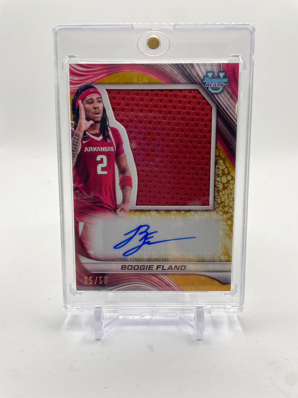 2024-25 Bowman University Best Boogie Fland Gold Jumbo Relic Prospect Auto /50