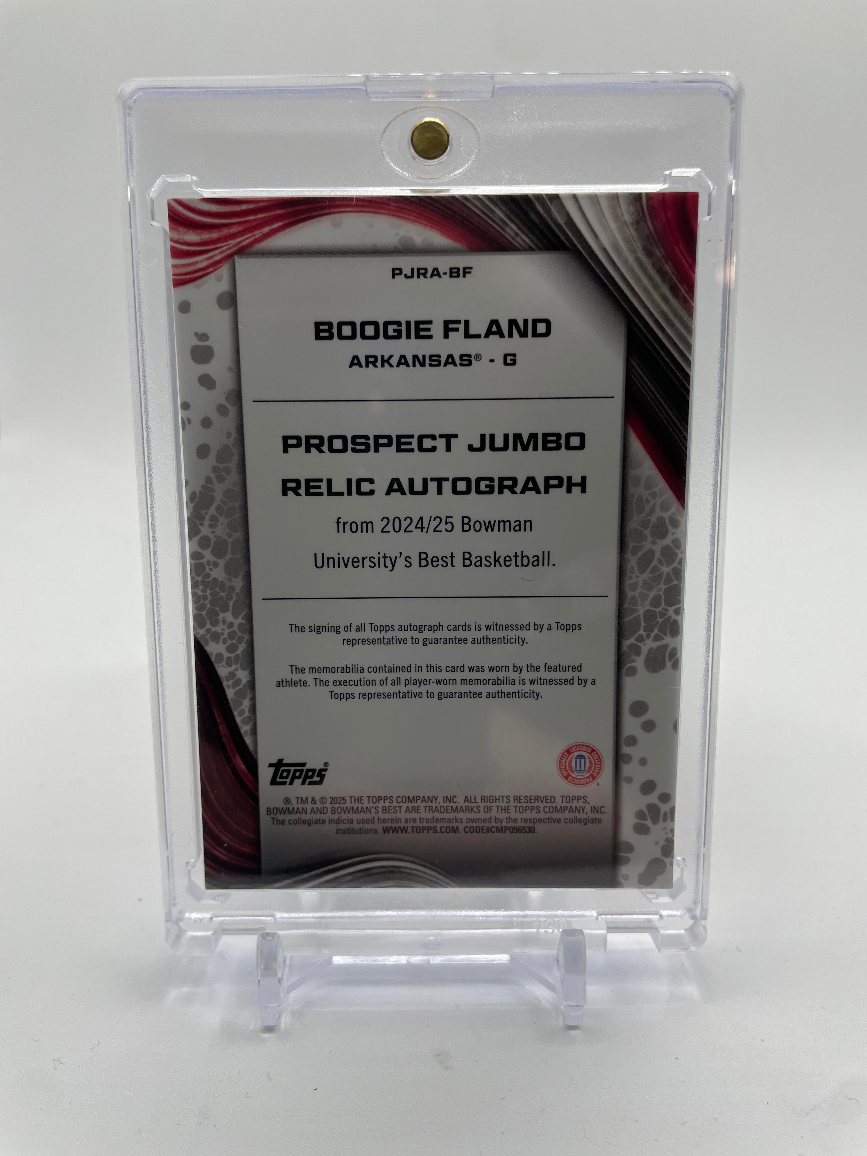 2024-25 Bowman University Best Boogie Fland Gold Jumbo Relic Prospect Auto /50