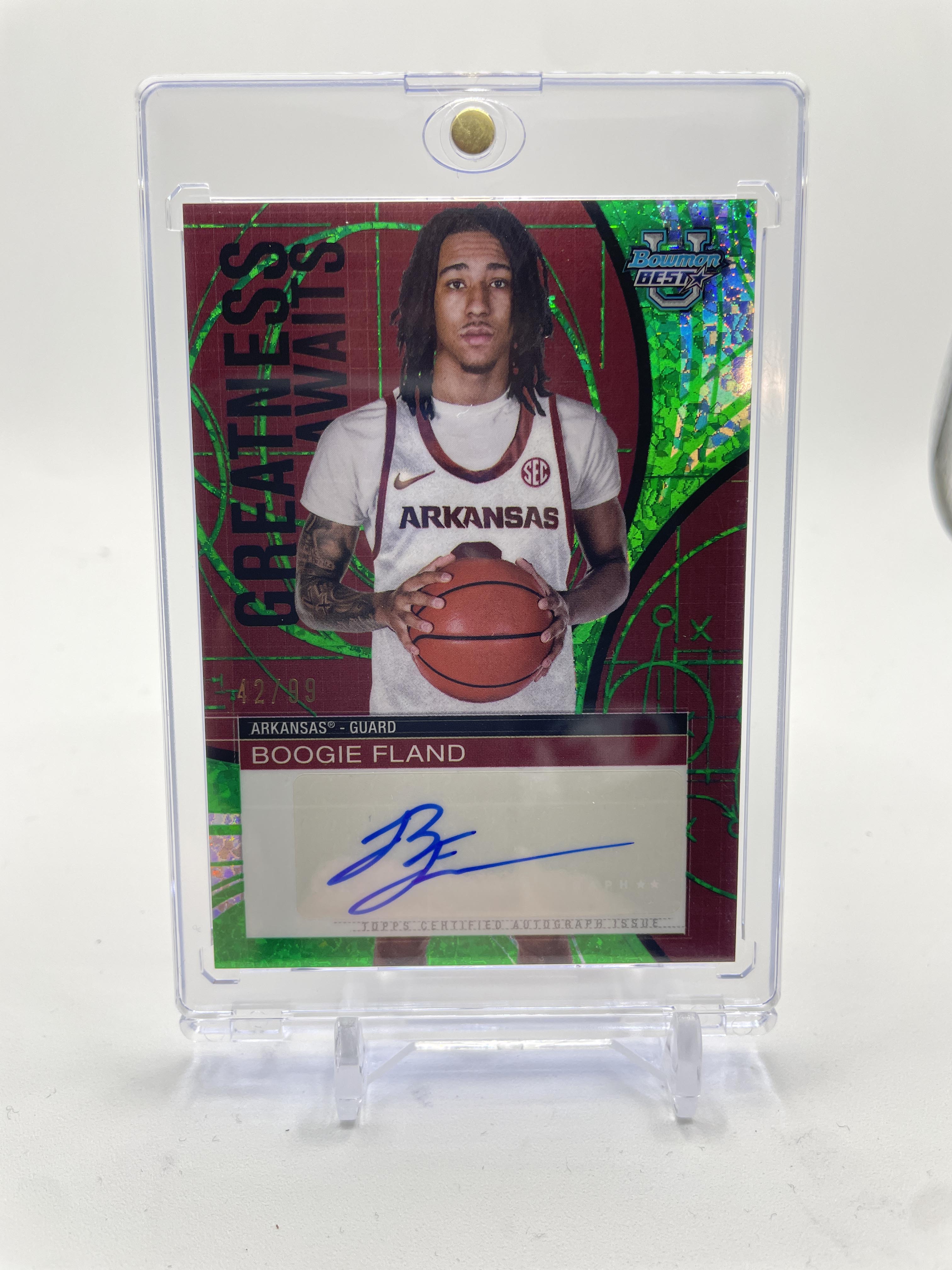 2024-25 Bowman University Best Boogie Fland Greatness Green Refractor Auto /99