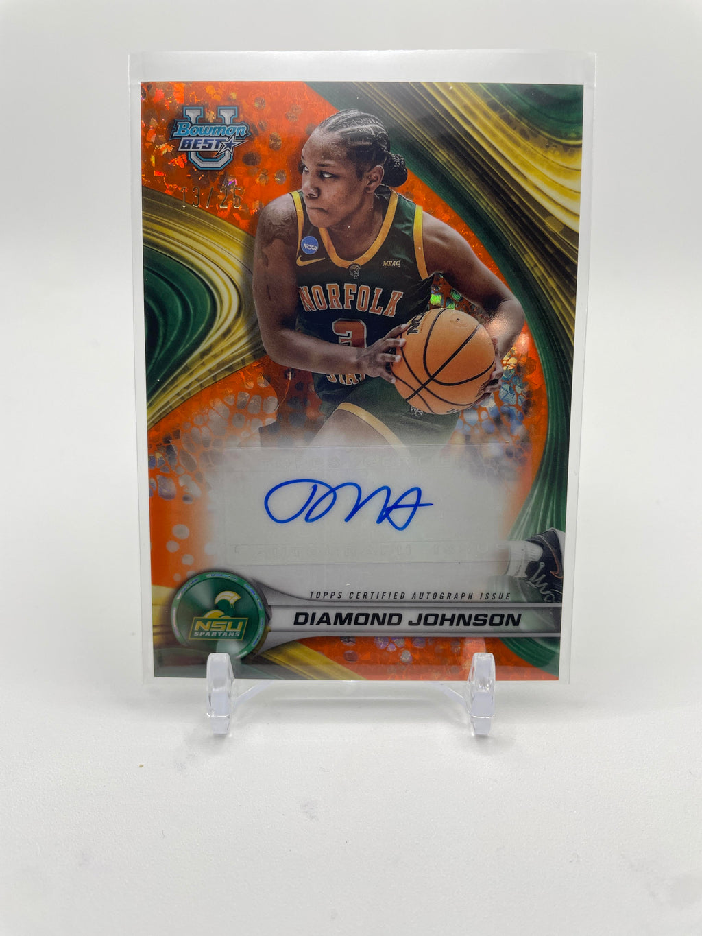 2024-25 Bowman University Best Diamond Johnson Orange Refractor Auto /25