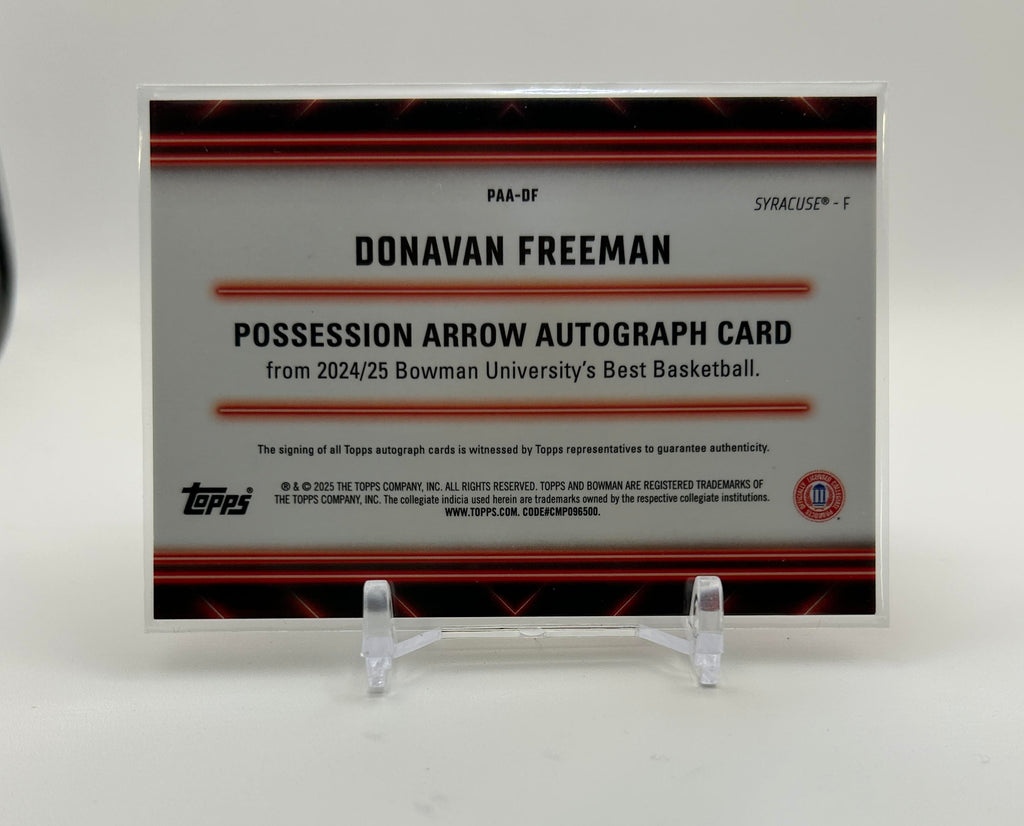 2024-25 Bowman University Best Donavan Freeman Possession Arrow Gold Auto /50