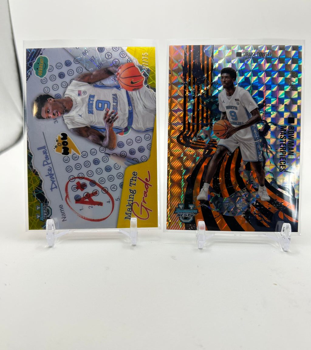 2024-25 Bowman University Best Drake Powell Masterpieces Orange /25 + Yellow /75