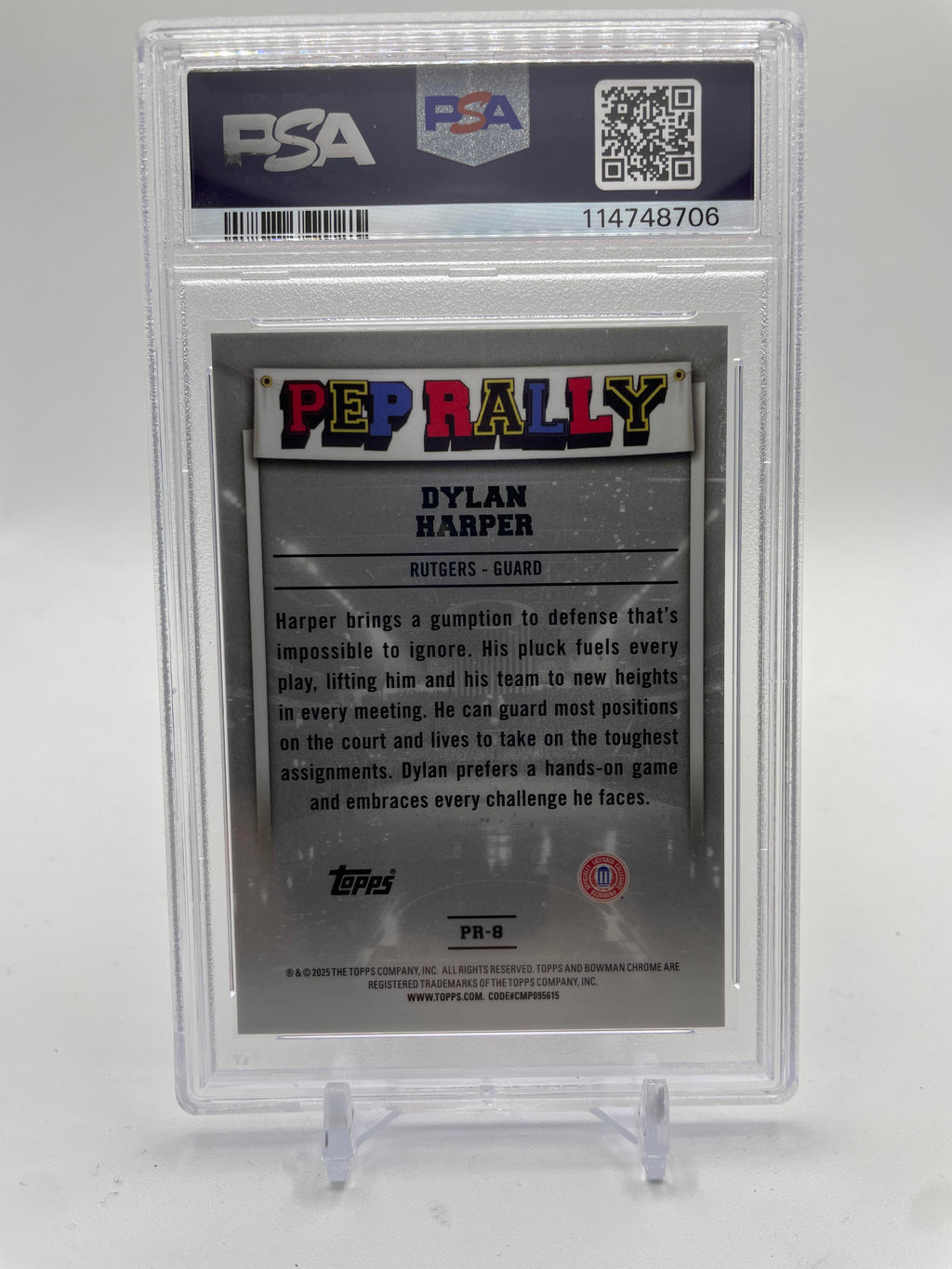2024-25 Bowman University Best Dylan Harper Pep Rally Orange Refractor /25 PSA 9
