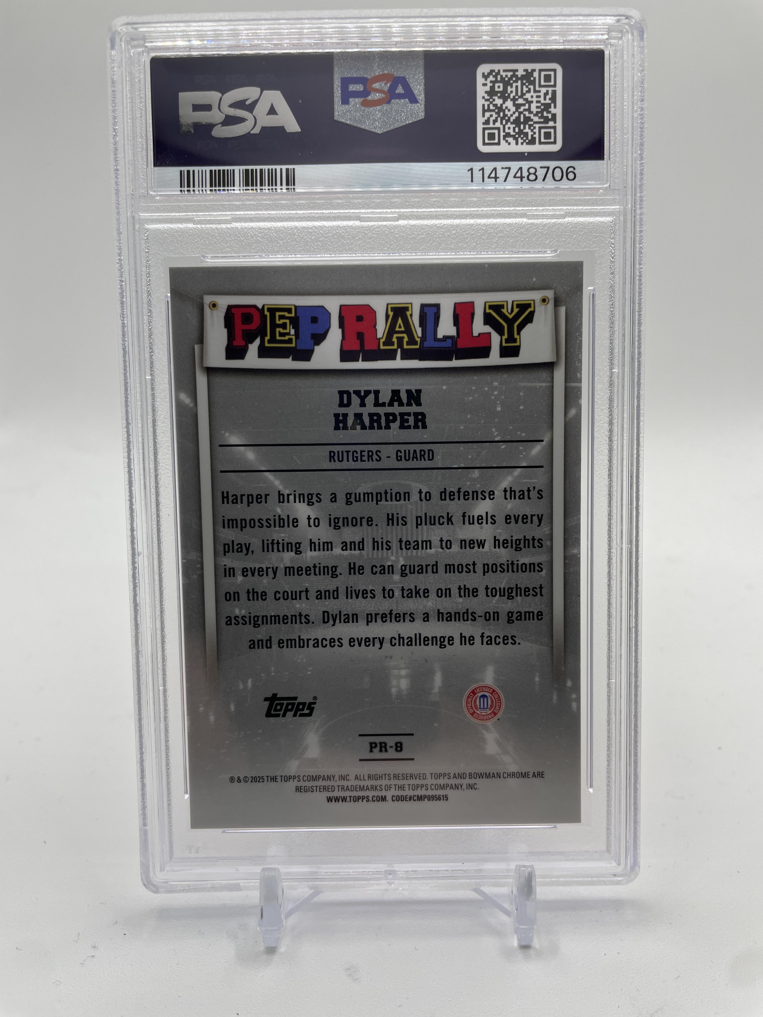 2024-25 Bowman University Best Dylan Harper Pep Rally Orange Refractor /25 PSA 9
