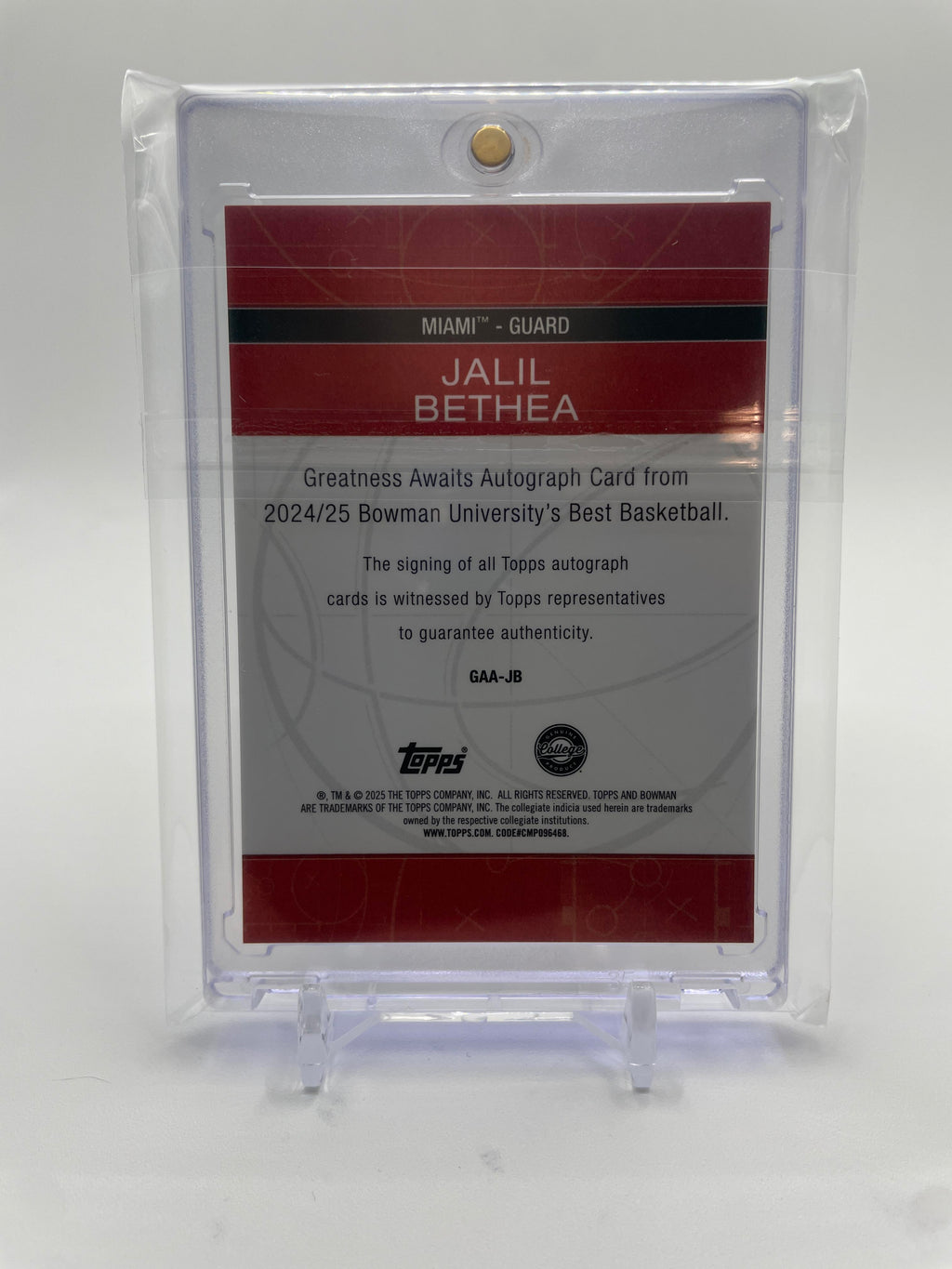 2024-25 Bowman University Best Jalil Bethea Greatness Awaits Refractor Auto