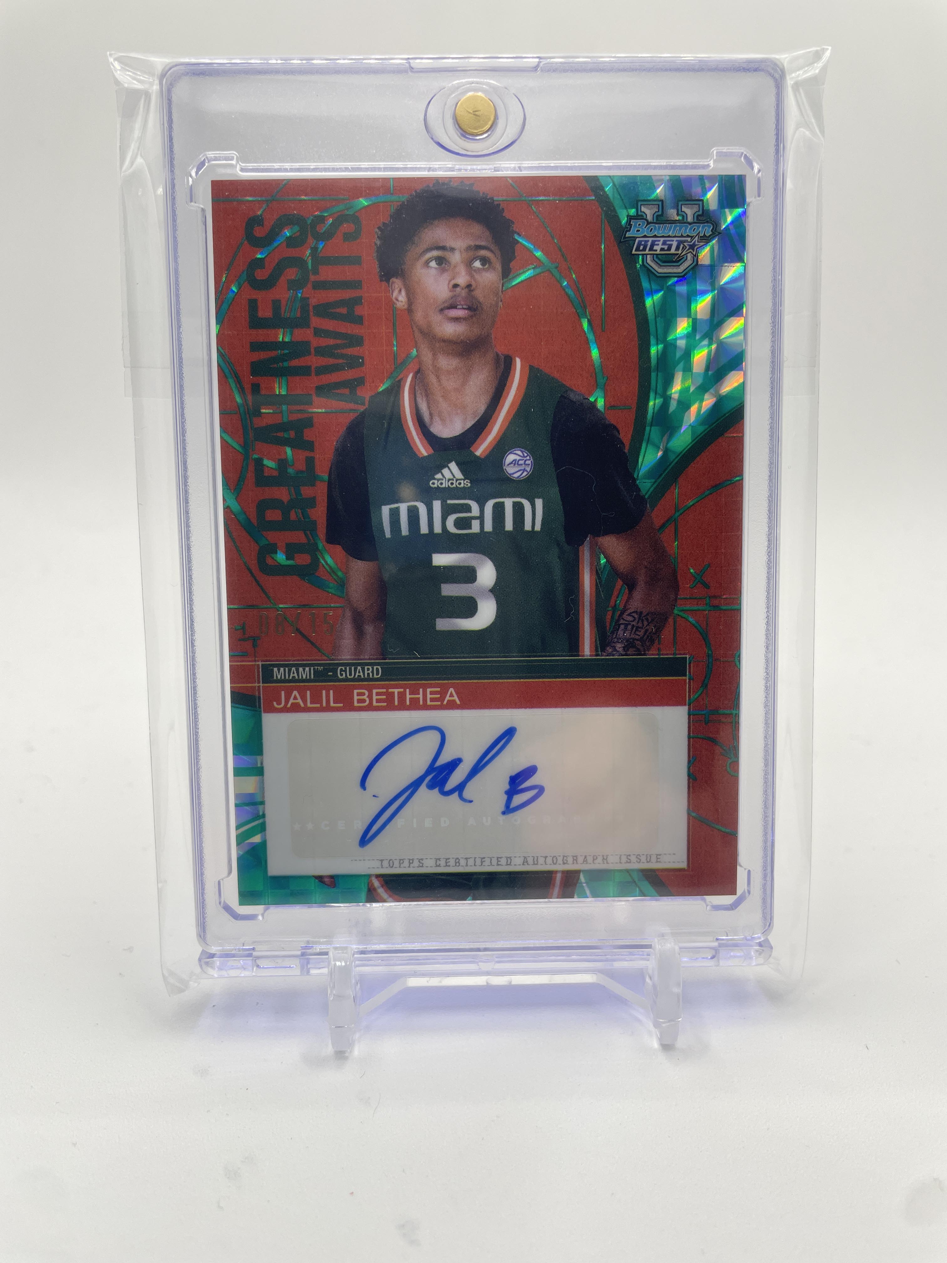 2024-25 Bowman University Best Jalil Bethea Greatness Awaits Teal Auto /15