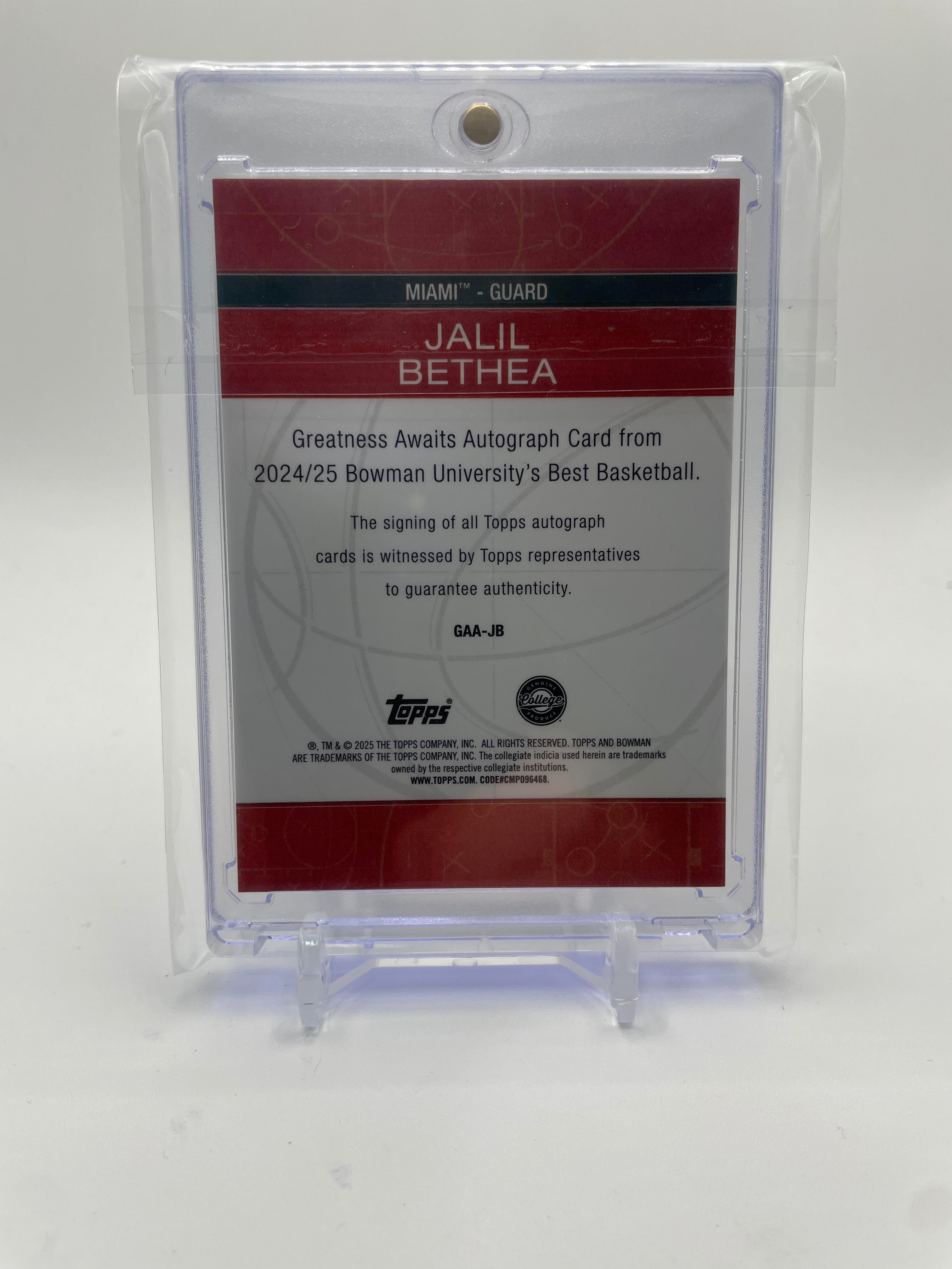 2024-25 Bowman University Best Jalil Bethea Greatness Awaits Teal Auto /15