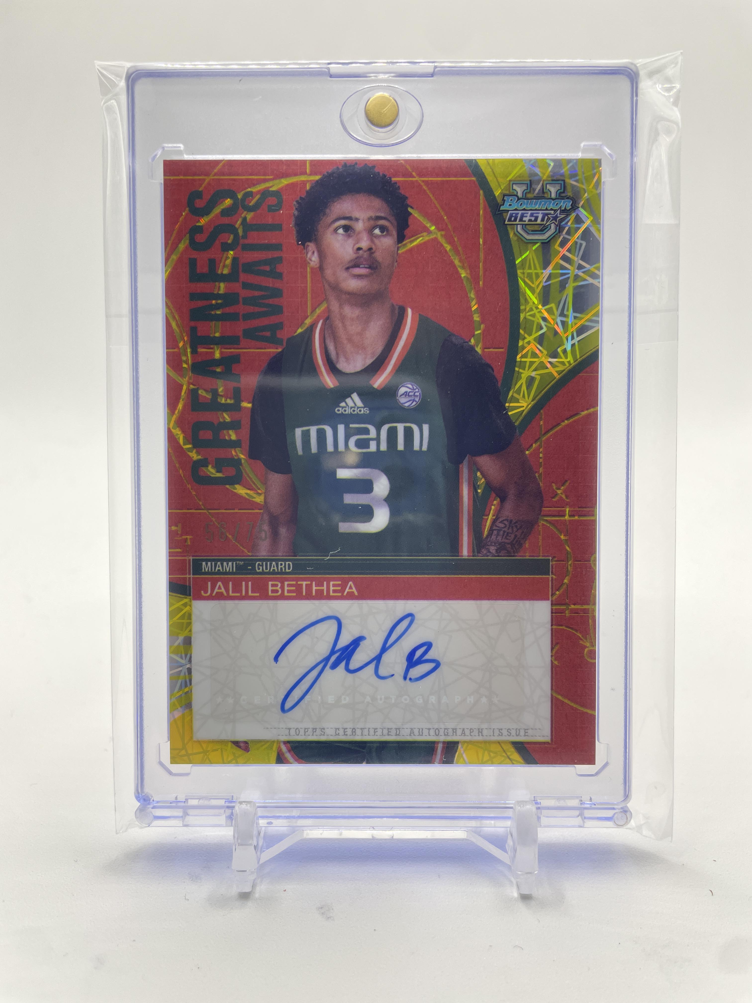 2024-25 Bowman University Best Jalil Bethea Greatness Awaits Yellow Auto /75