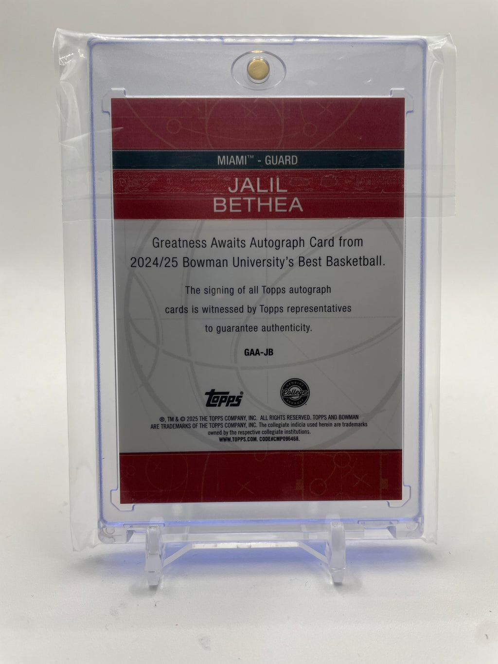 2024-25 Bowman University Best Jalil Bethea Greatness Awaits Yellow Auto /75