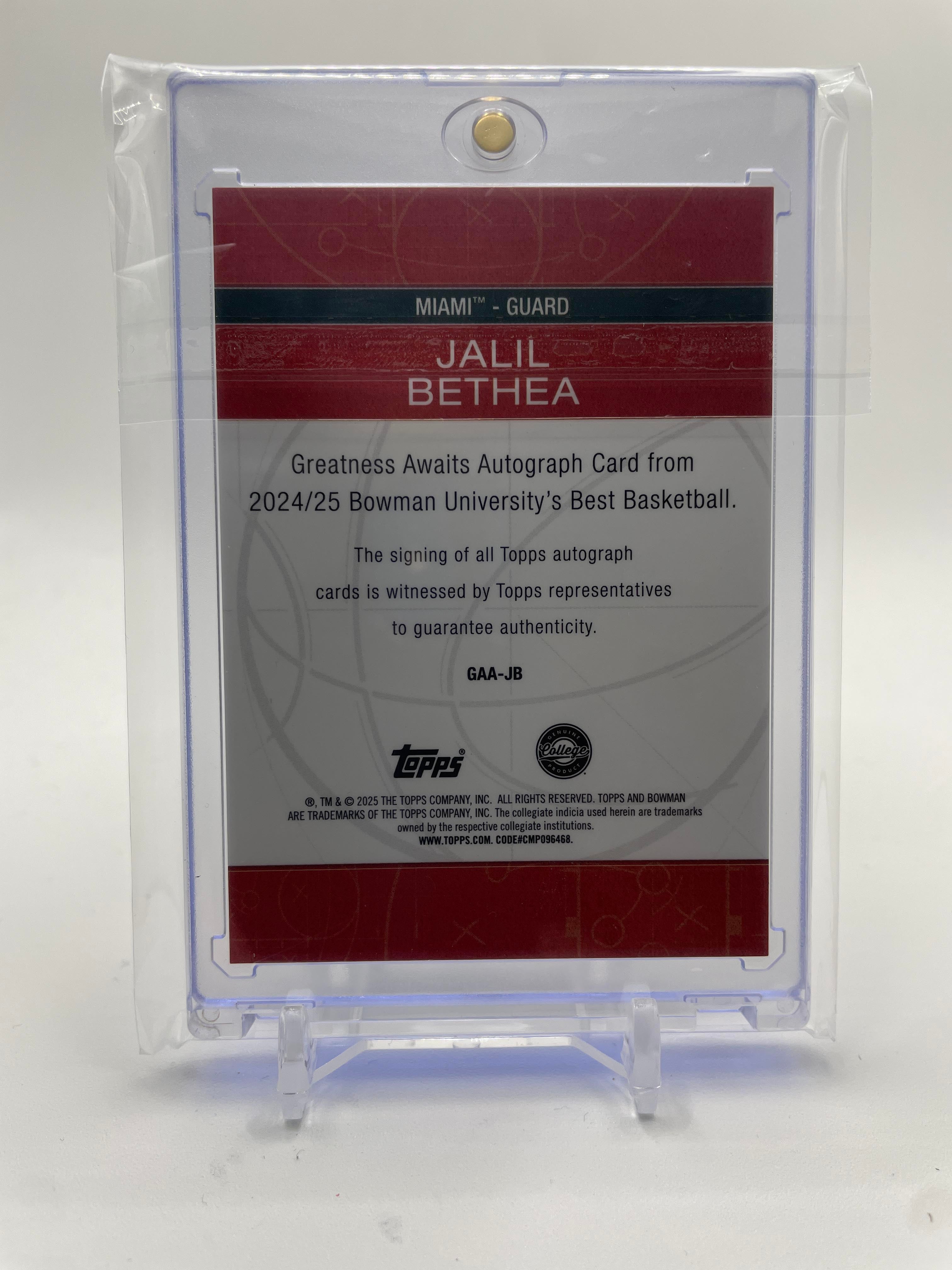 2024-25 Bowman University Best Jalil Bethea Greatness Awaits Yellow Auto /75