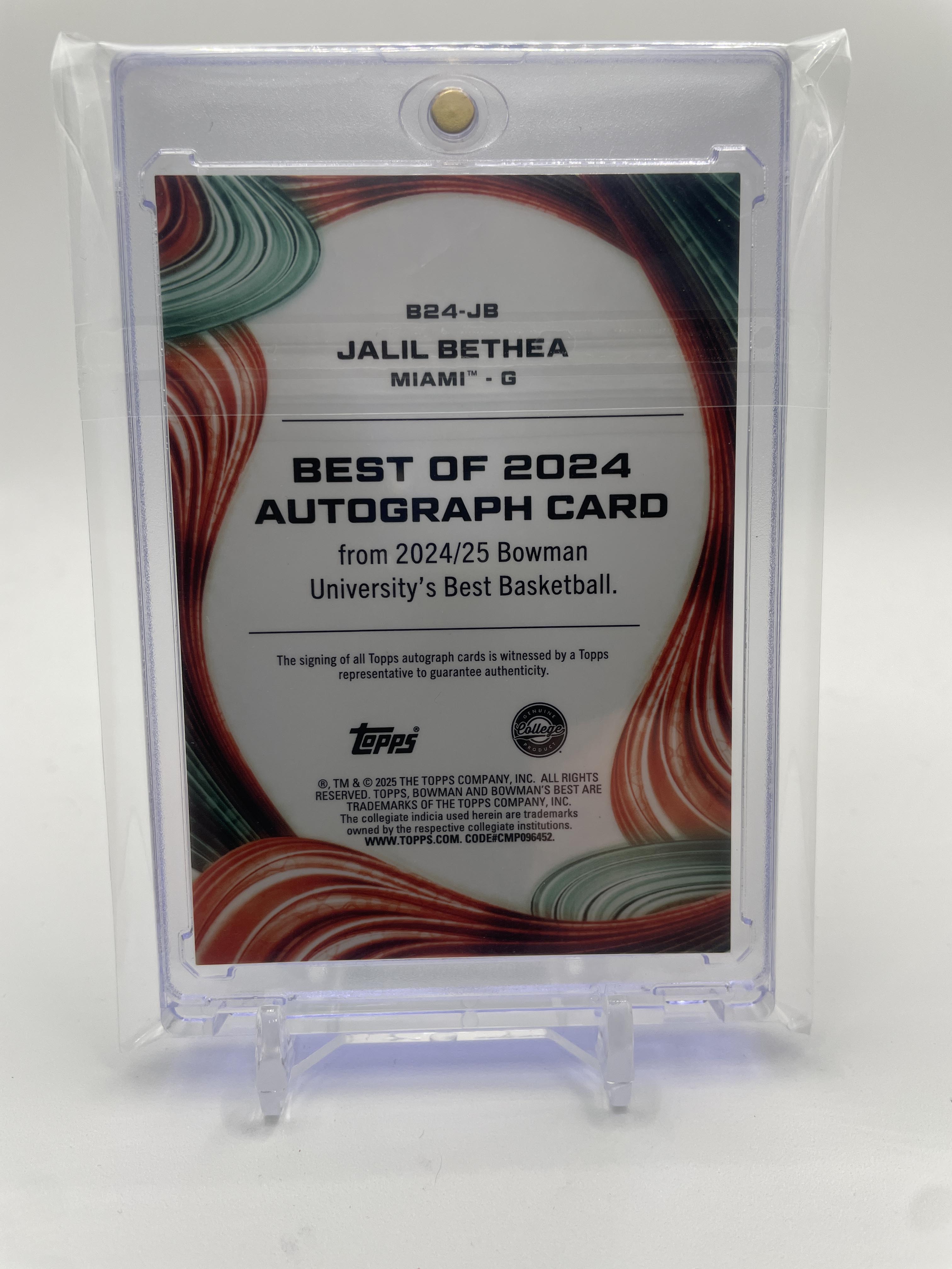 2024-25 Bowman University Best Jalil Bethea Green Refractor Auto /99
