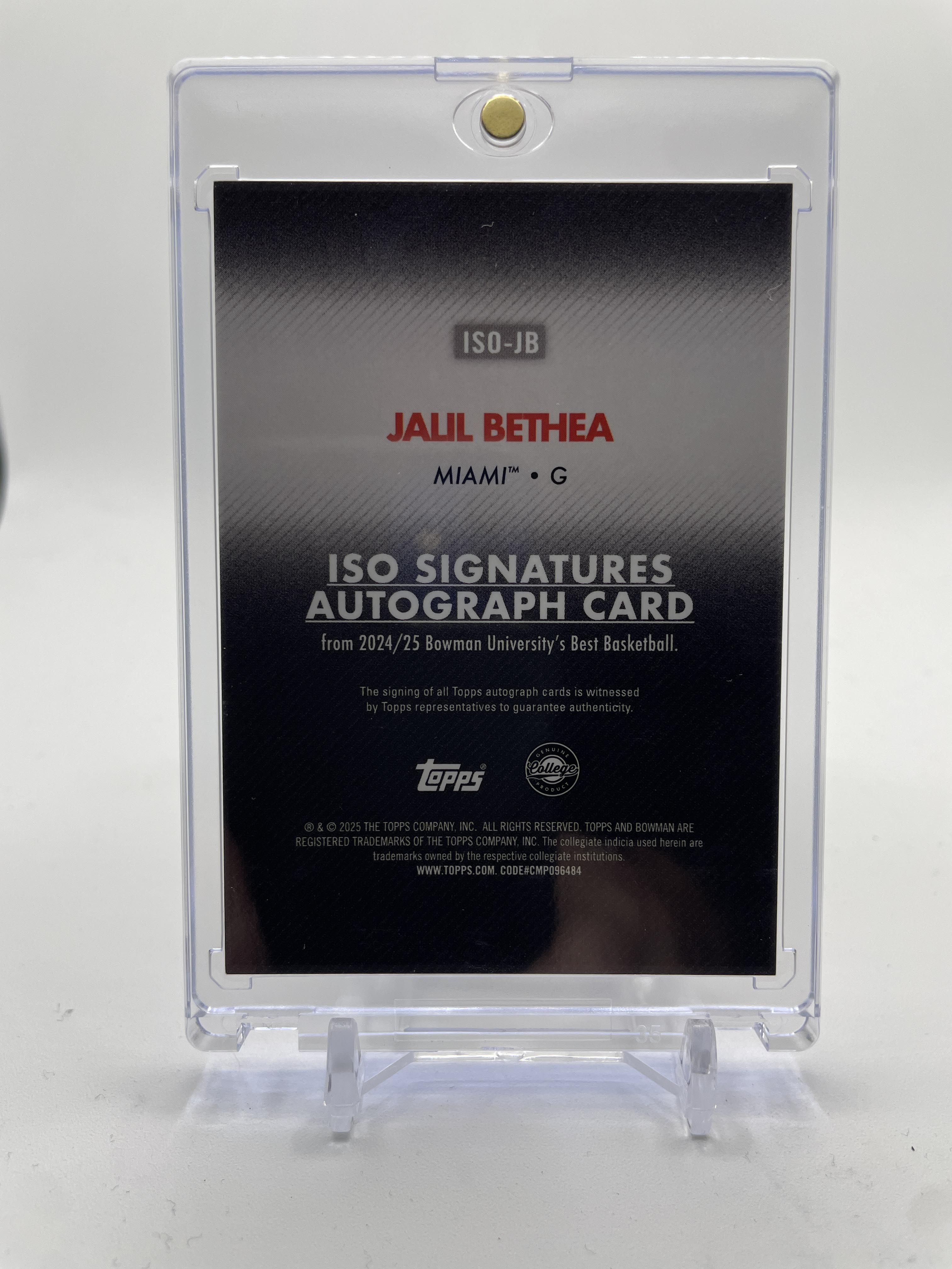 2024-25 Bowman University Best Jalil Bethea Iso Teal Geometric Auto /15