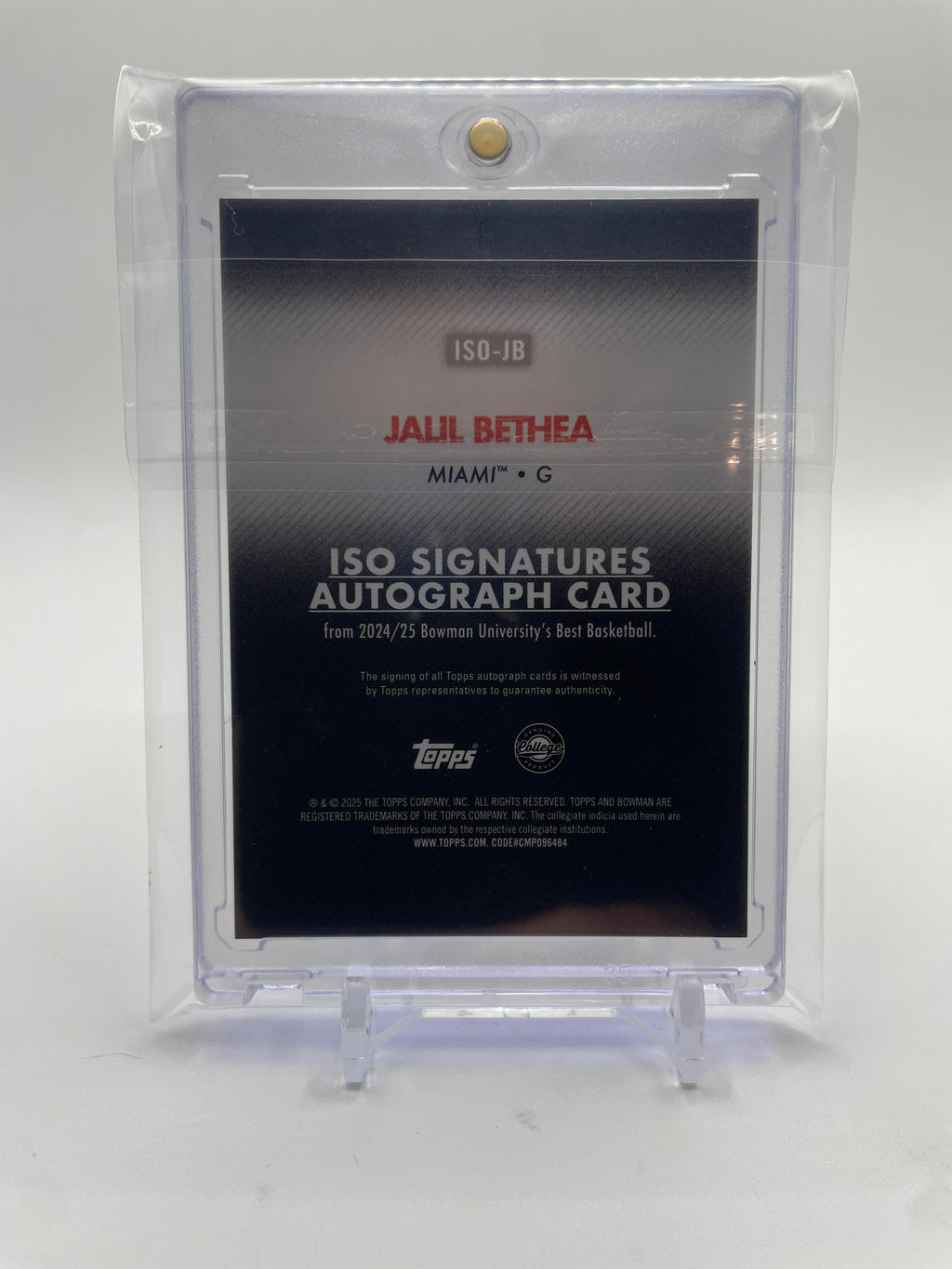 2024-25 Bowman University Best Jalil Bethea Iso Yellow Laser Auto /75