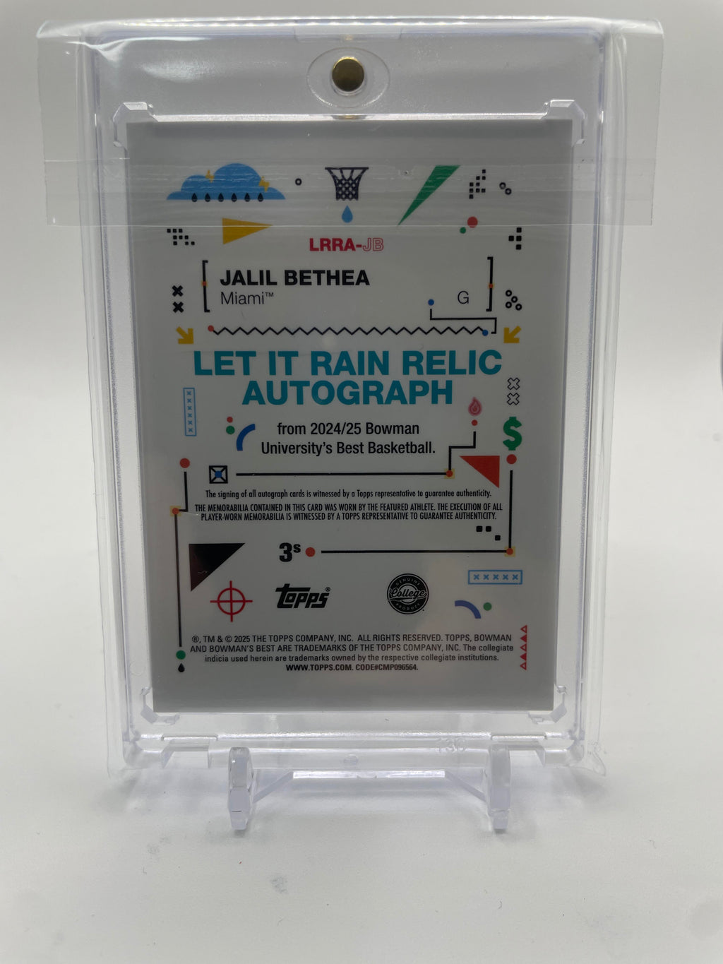 2024-25 Bowman University Best Jalil Bethea Let It Rain Gold Patch Auto /50