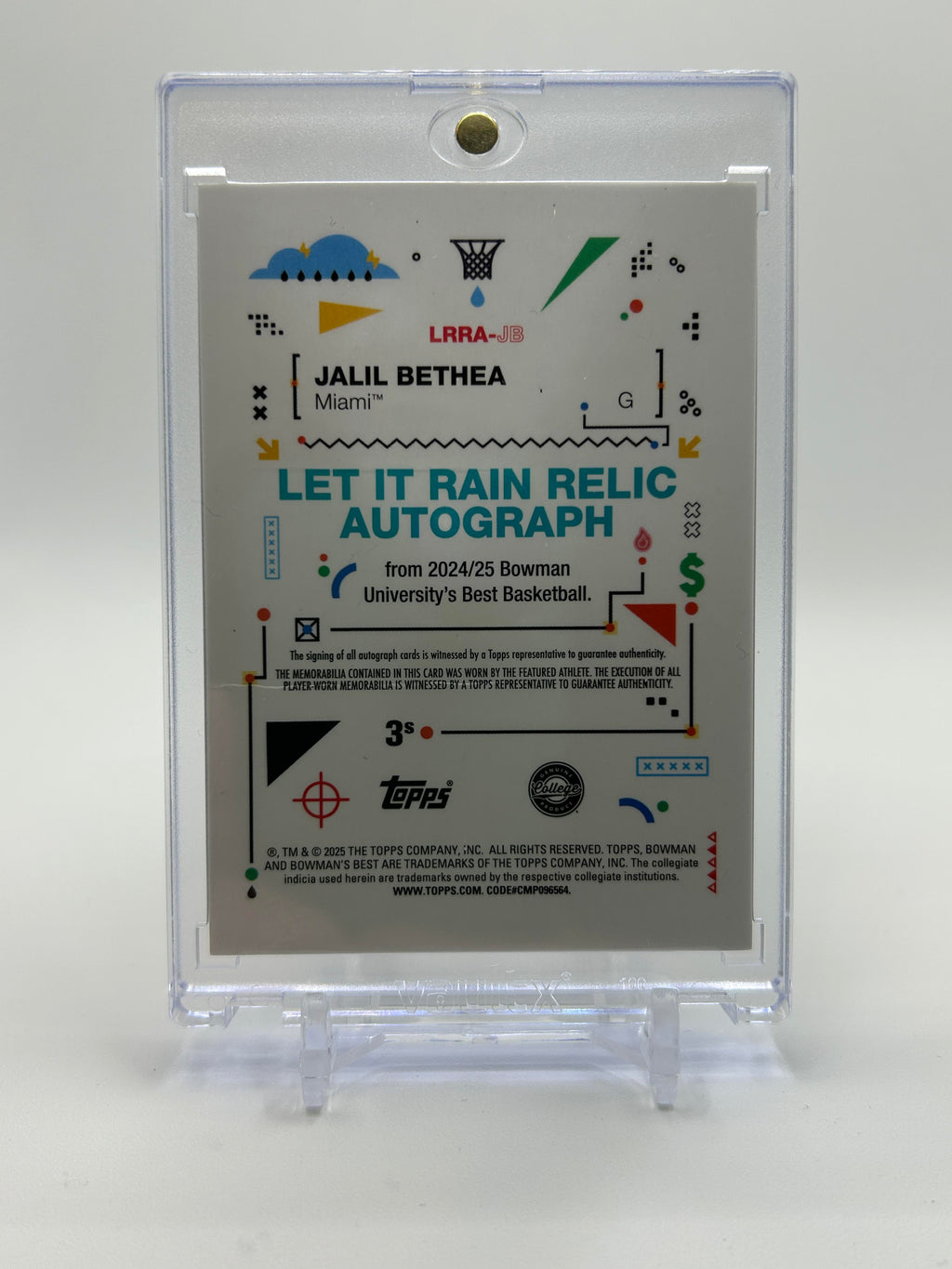 2024-25 Bowman University Best Jalil Bethea Let It Rain Refractor Patch Auto