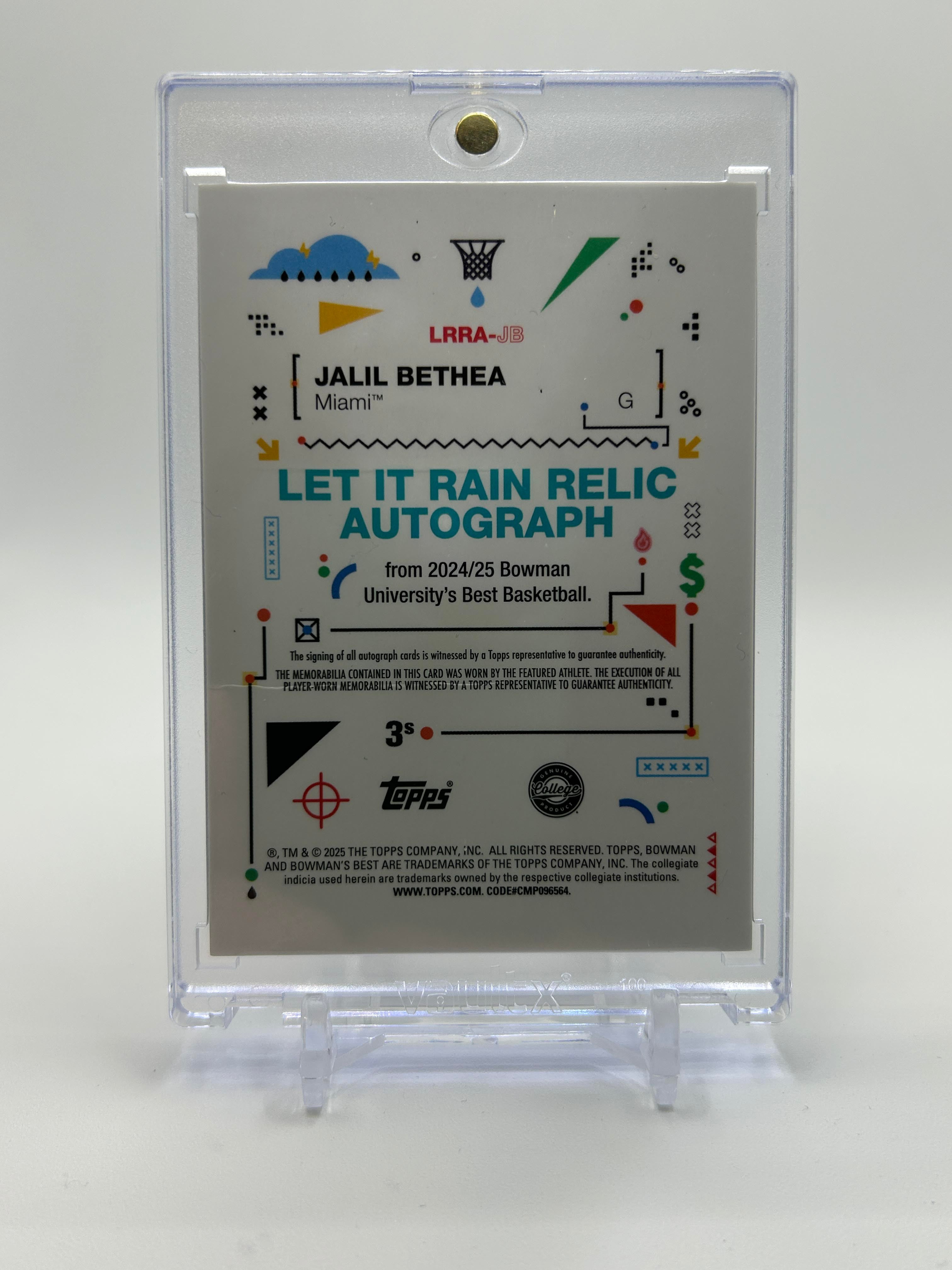 2024-25 Bowman University Best Jalil Bethea Let It Rain Refractor Patch Auto