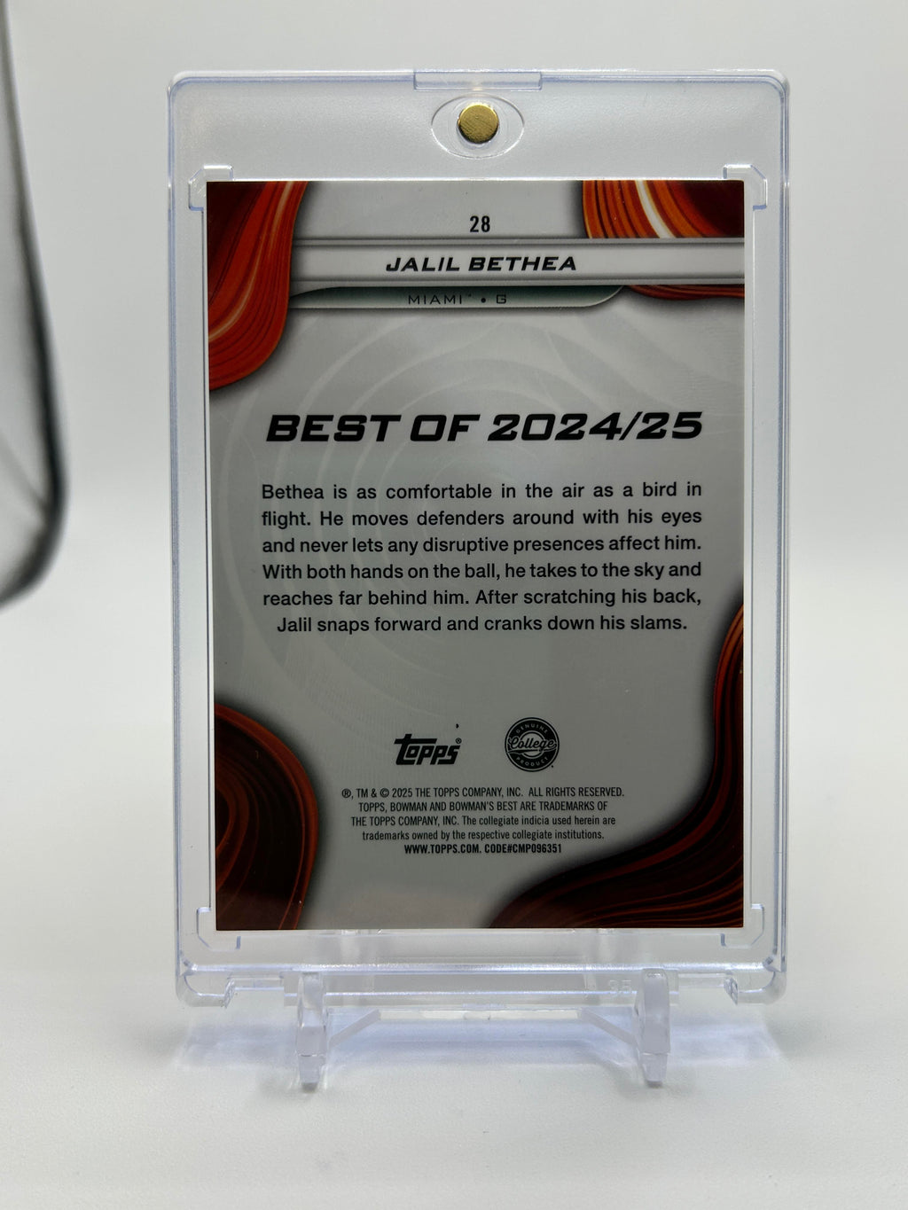 2024-25 Bowman University Best Jalil Bethea Orange Refractor /25