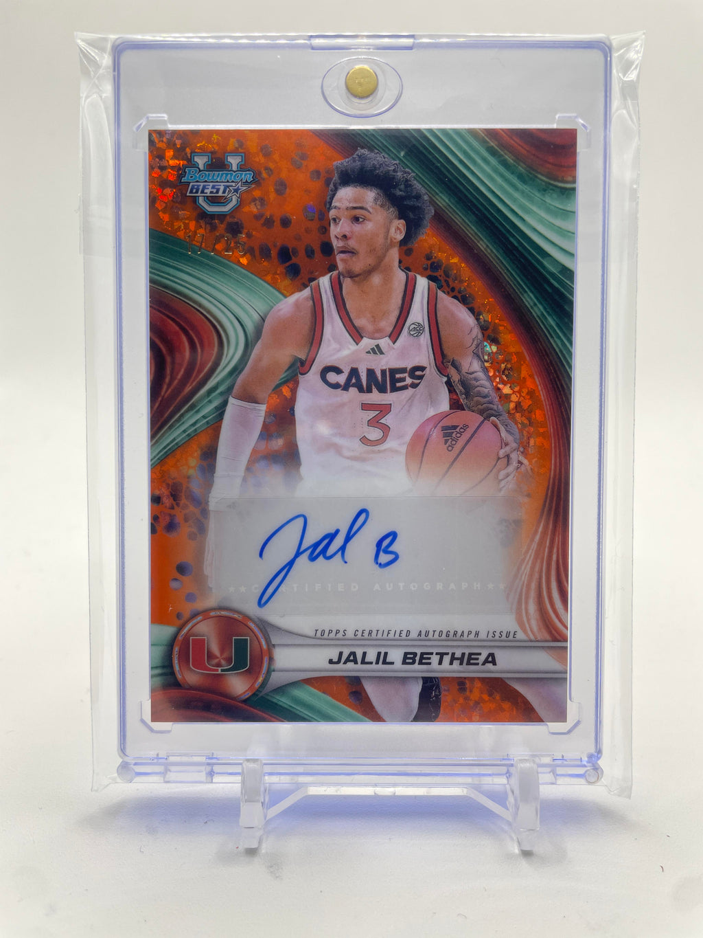 2024-25 Bowman University Best Jalil Bethea Orange Refractor Auto /25