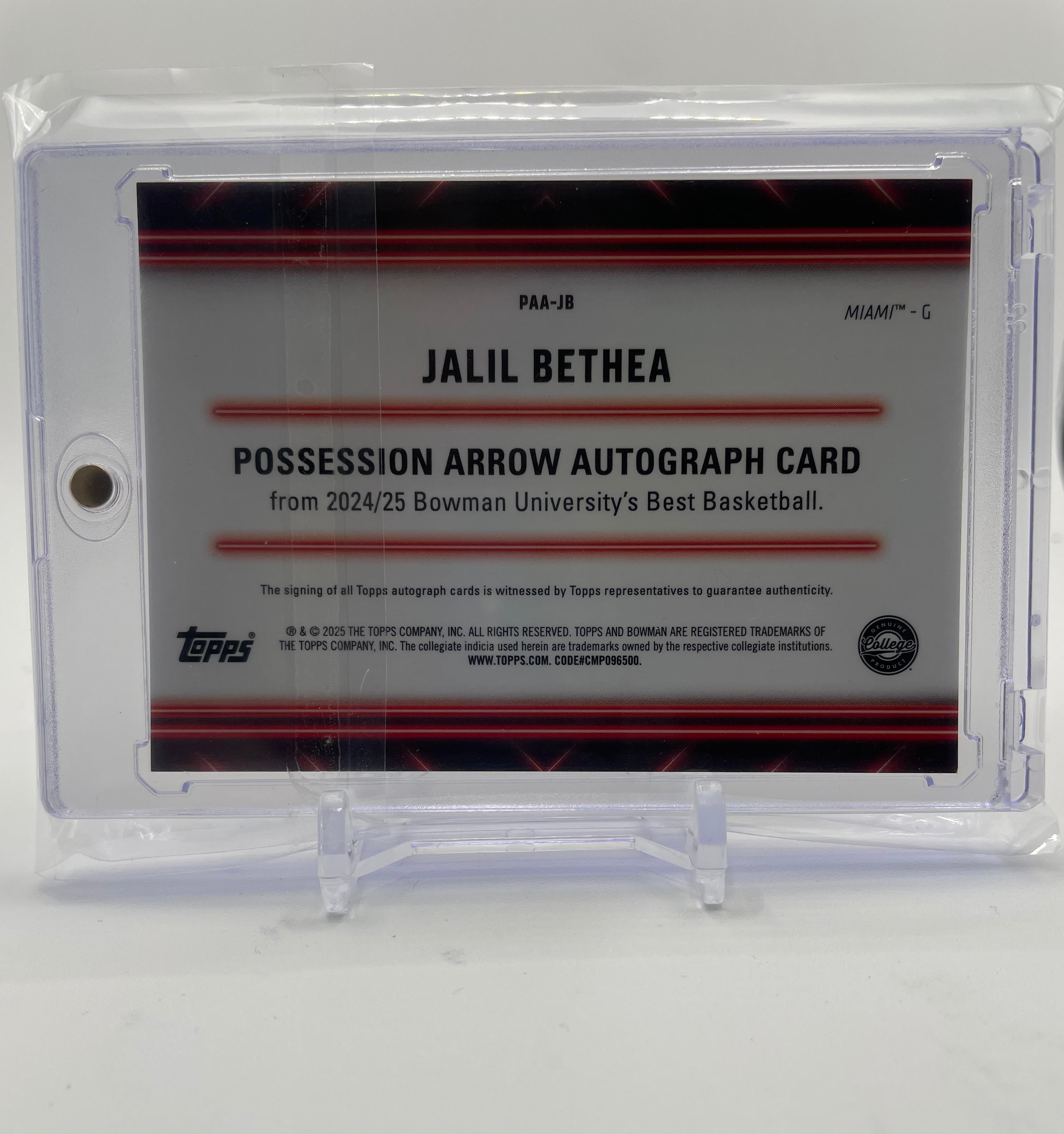 2024-25 Bowman University Best Jalil Bethea Possession Black Refractor Auto /10