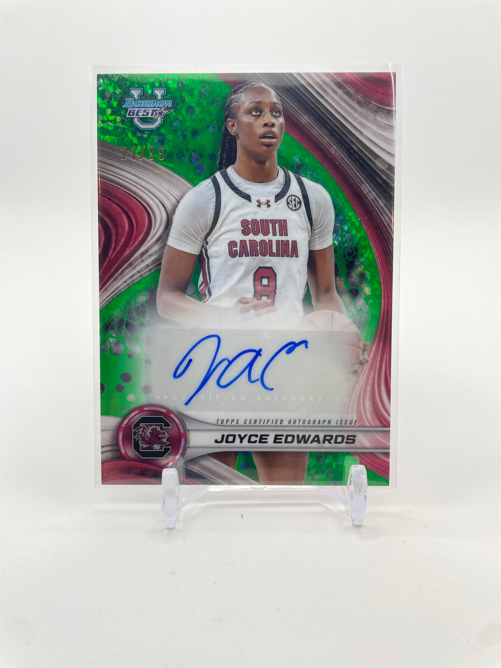 2024-25 Bowman University Best Joyce Edwards Green Diamond Refractor Auto /99