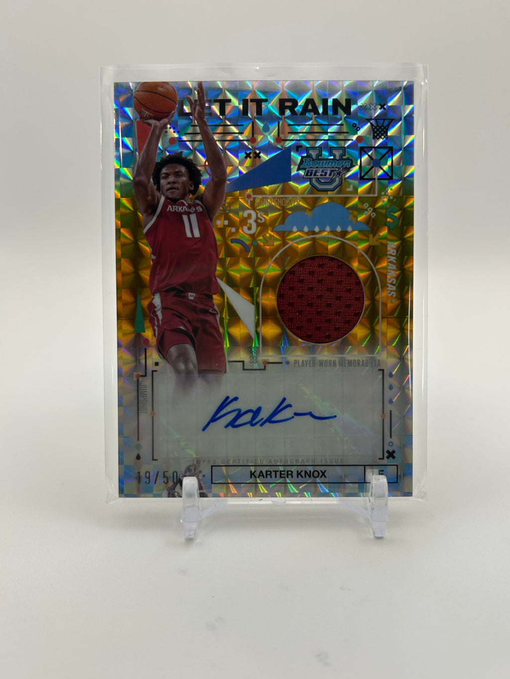 2024-25 Bowman University Best Karter Knox Let it Rain Gold Patch Auto /50