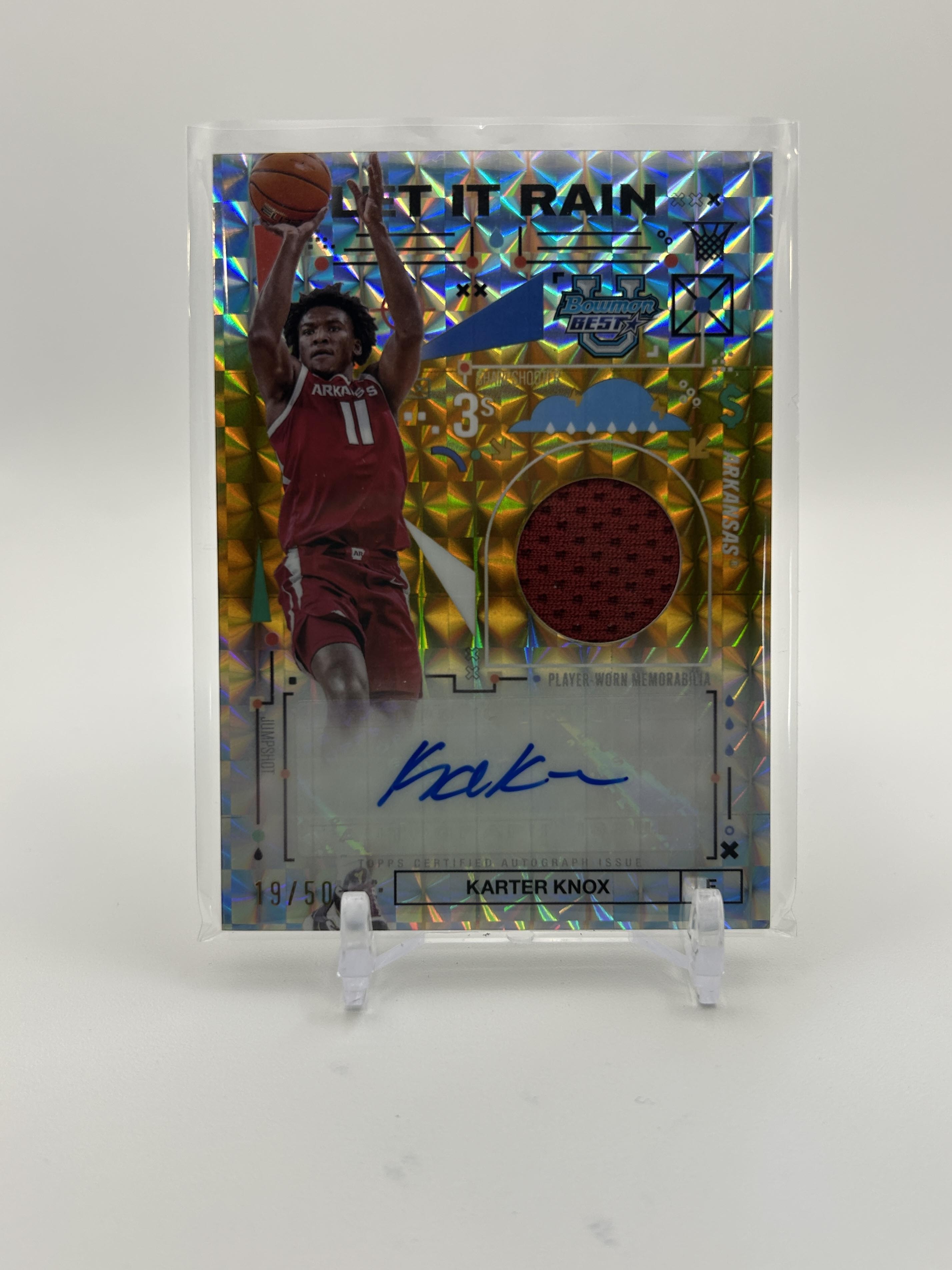 2024-25 Bowman University Best Karter Knox Let it Rain Gold Patch Auto /50