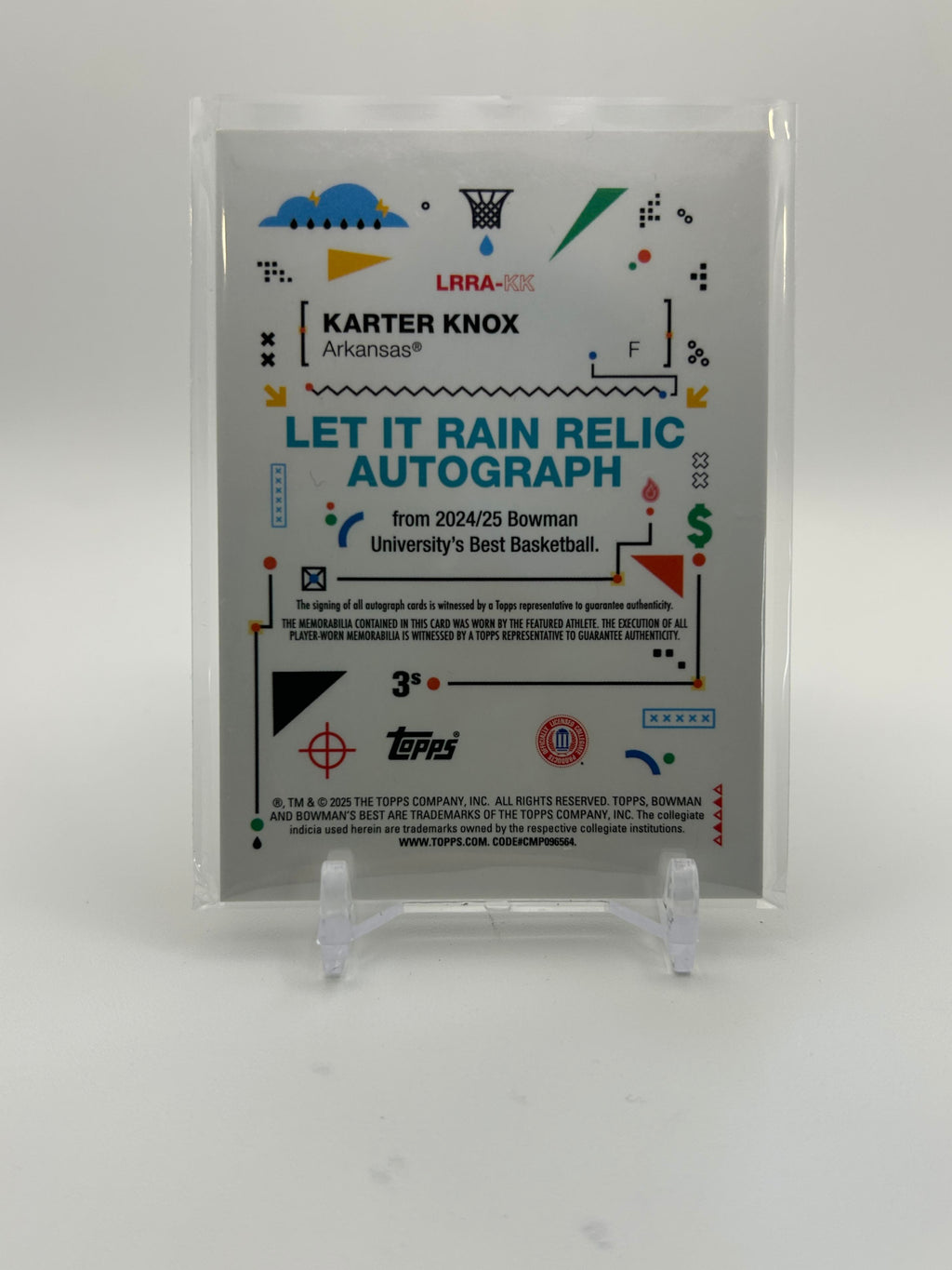 2024-25 Bowman University Best Karter Knox Let it Rain Gold Patch Auto /50