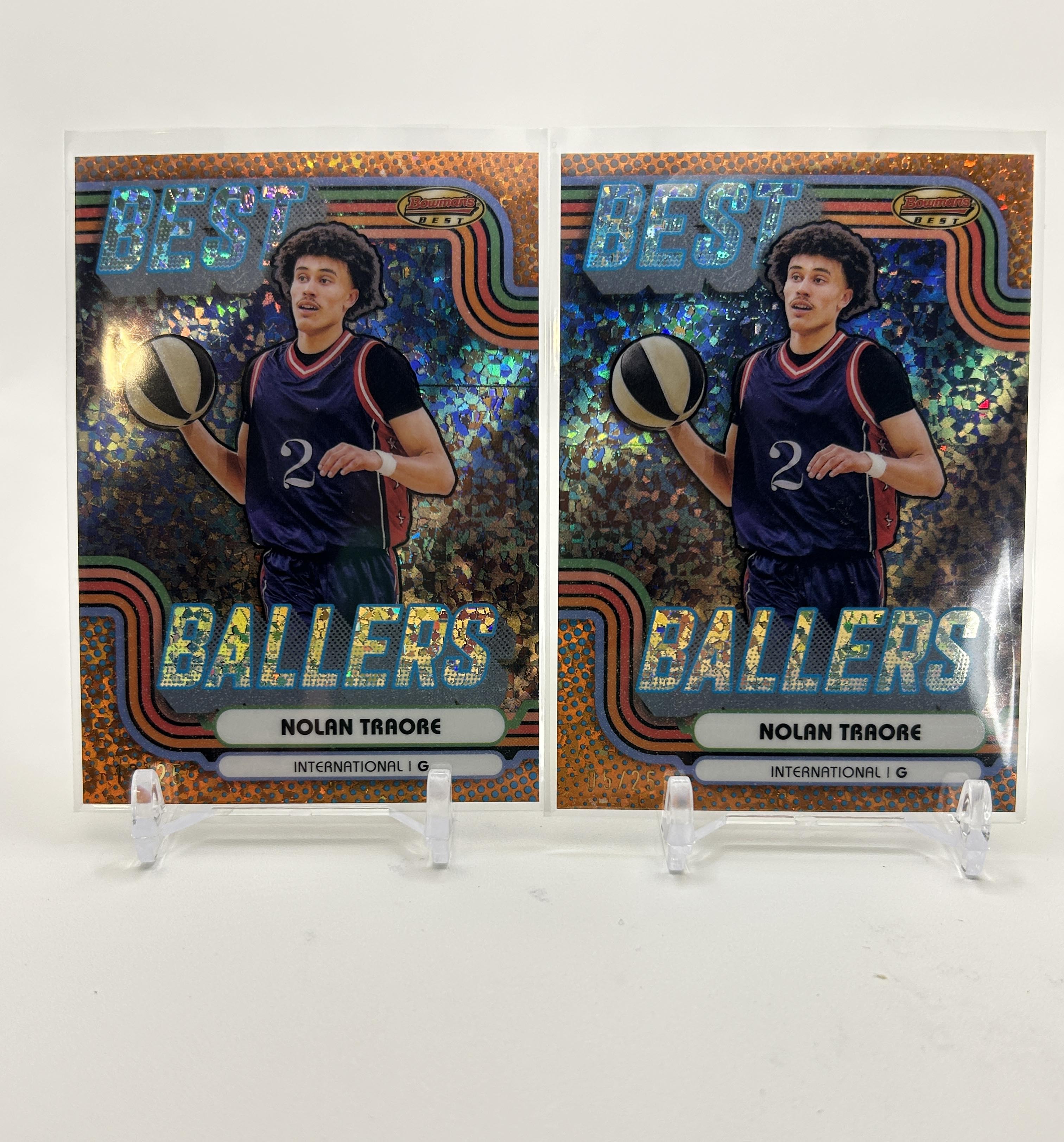 2024-25 Bowman University Best Nolan Traore Best Ballers Orange Prizm /25 Set x2
