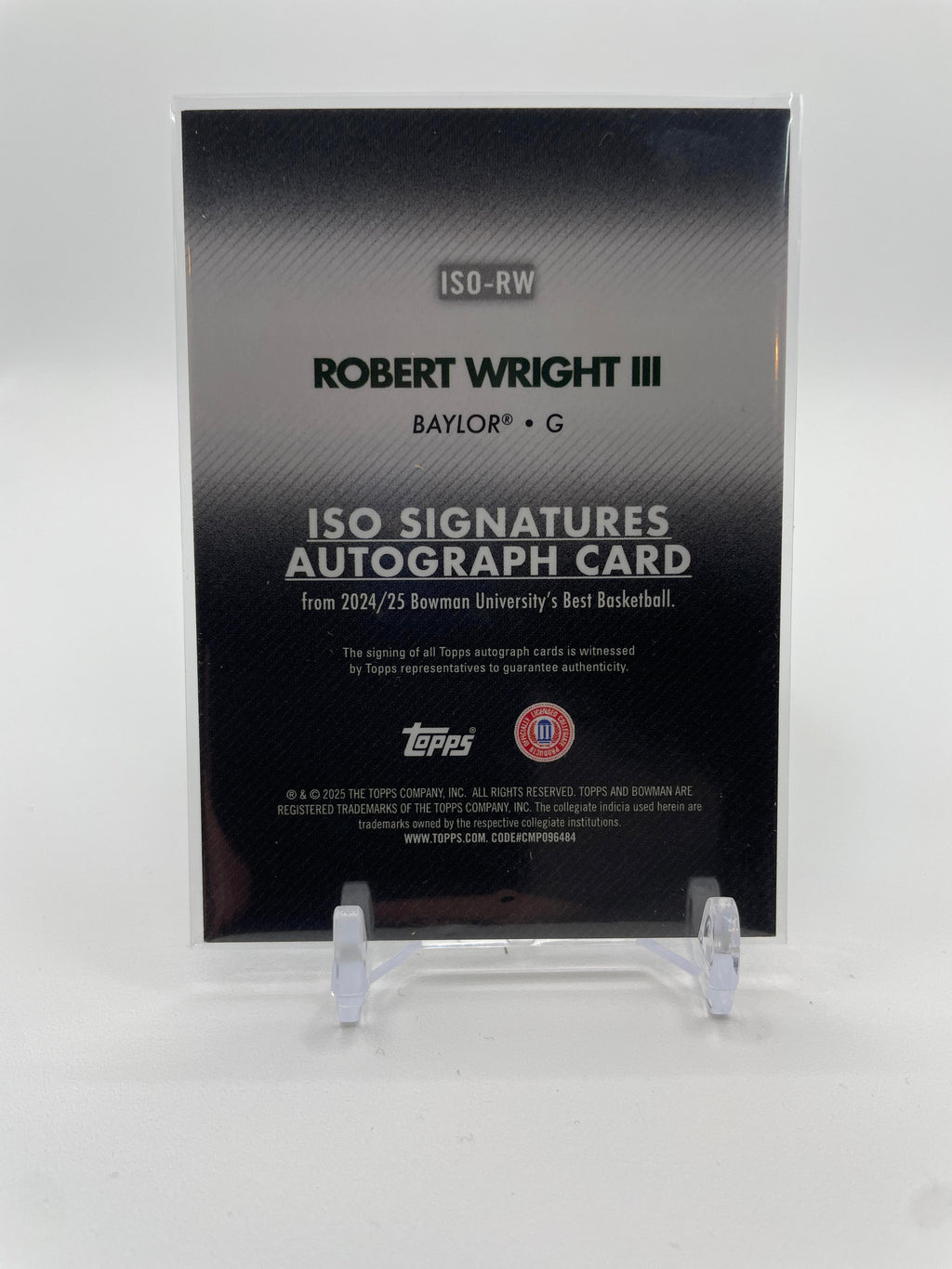 2024-25 Bowman University Best Robert Wright III Iso Green Refractor Auto /99