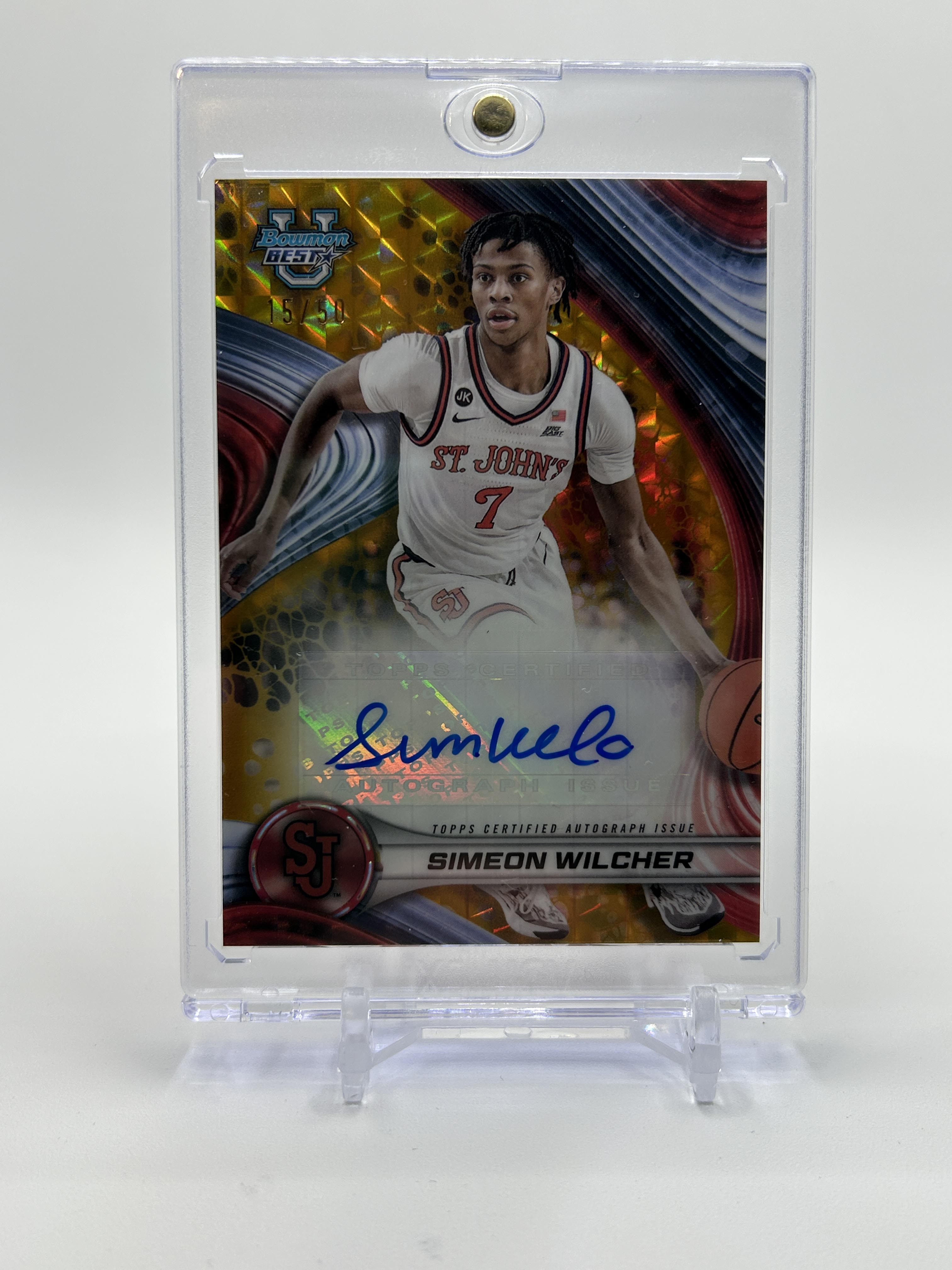 2024-25 Bowman University Best Simeon Wilcher Gold Refractor Auto /50