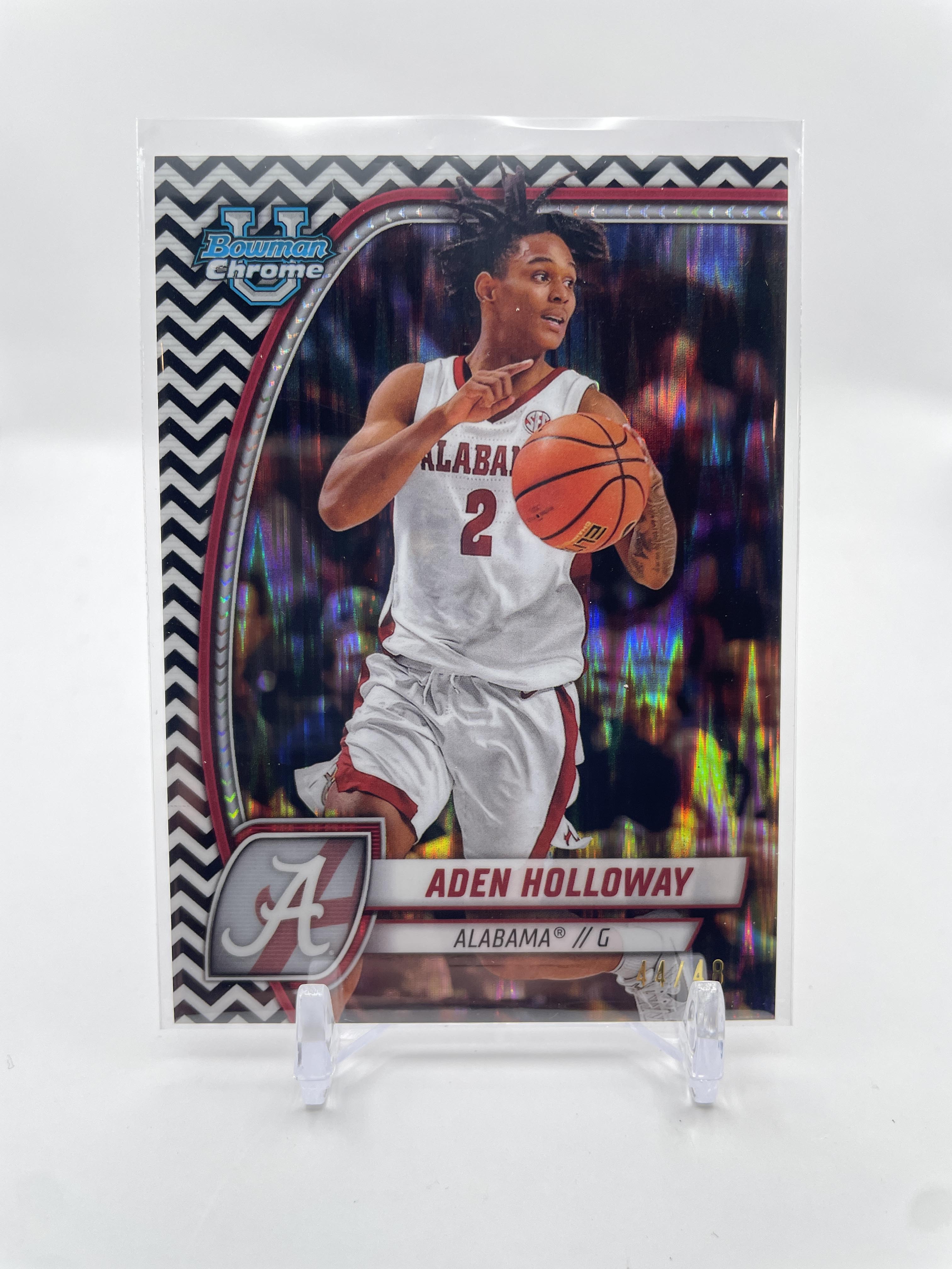 2024-25 Bowman University Chrome Aden Holloway Black White Refractor /48