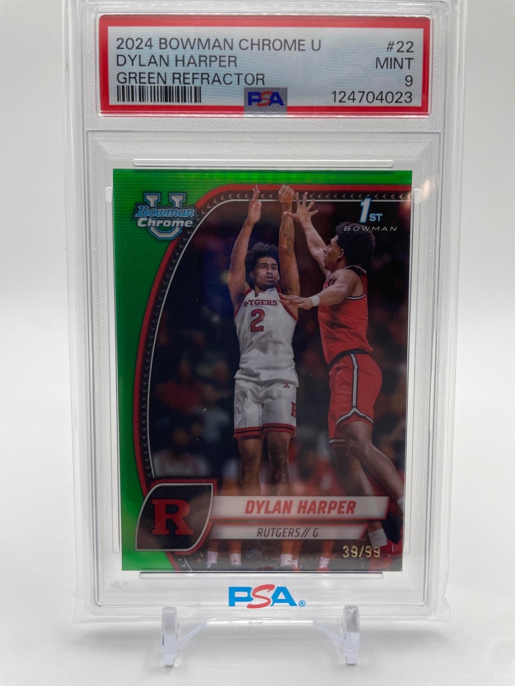 2024-25 Bowman University Chrome Dylan Harper Green Refractor /99 PSA 9 Mint