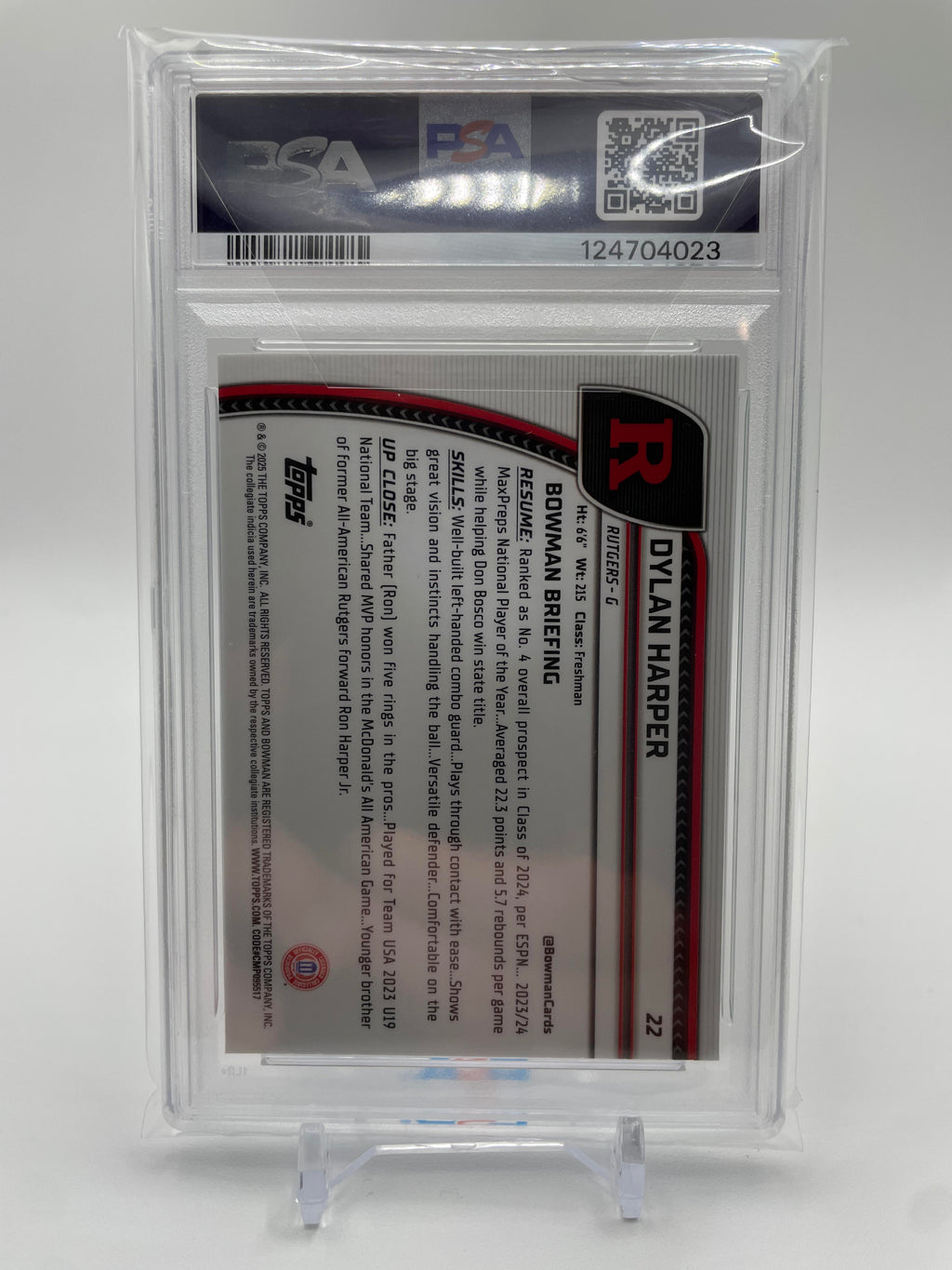 2024-25 Bowman University Chrome Dylan Harper Green Refractor /99 PSA 9 Mint