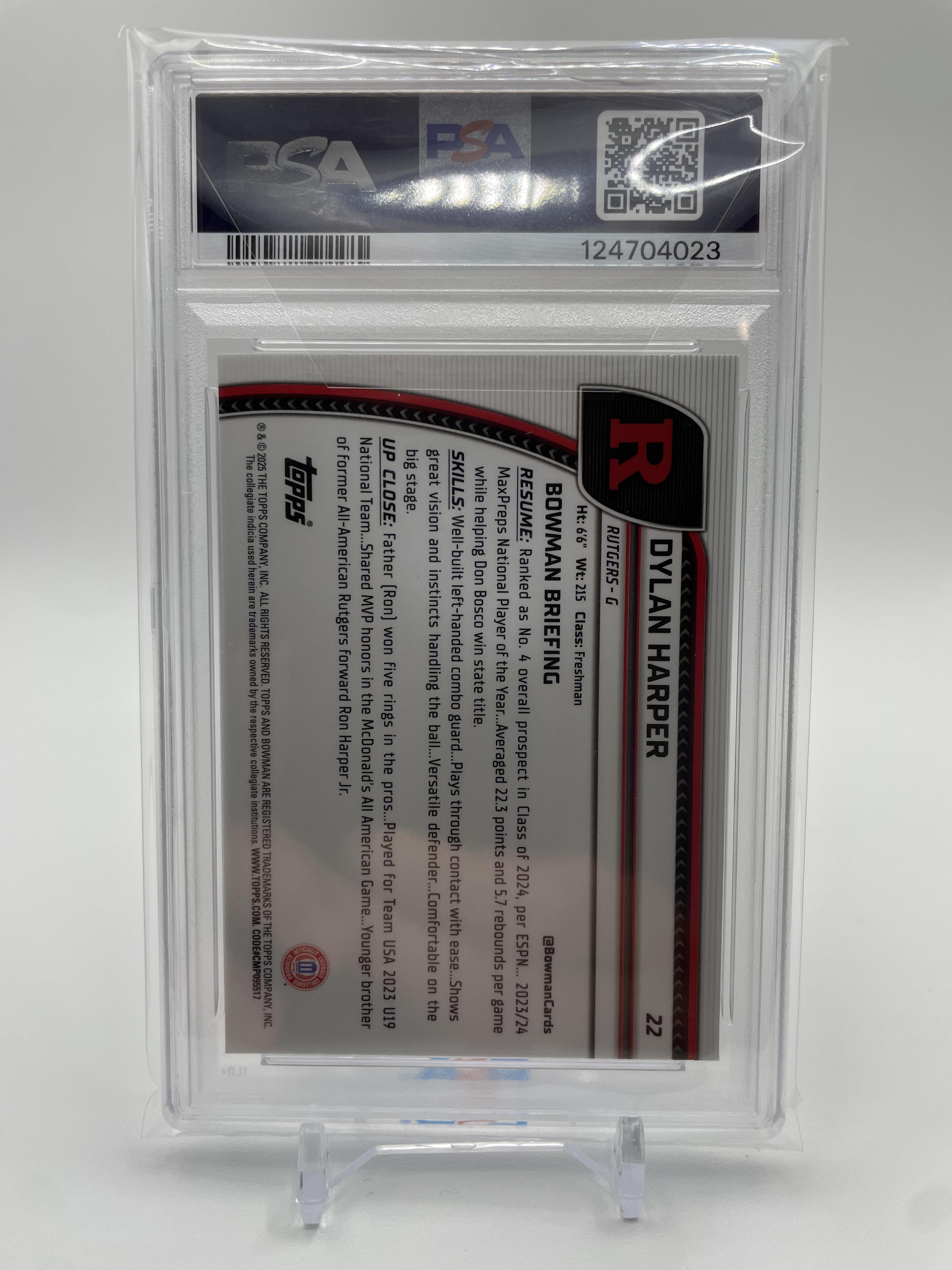 2024-25 Bowman University Chrome Dylan Harper Green Refractor /99 PSA 9 Mint