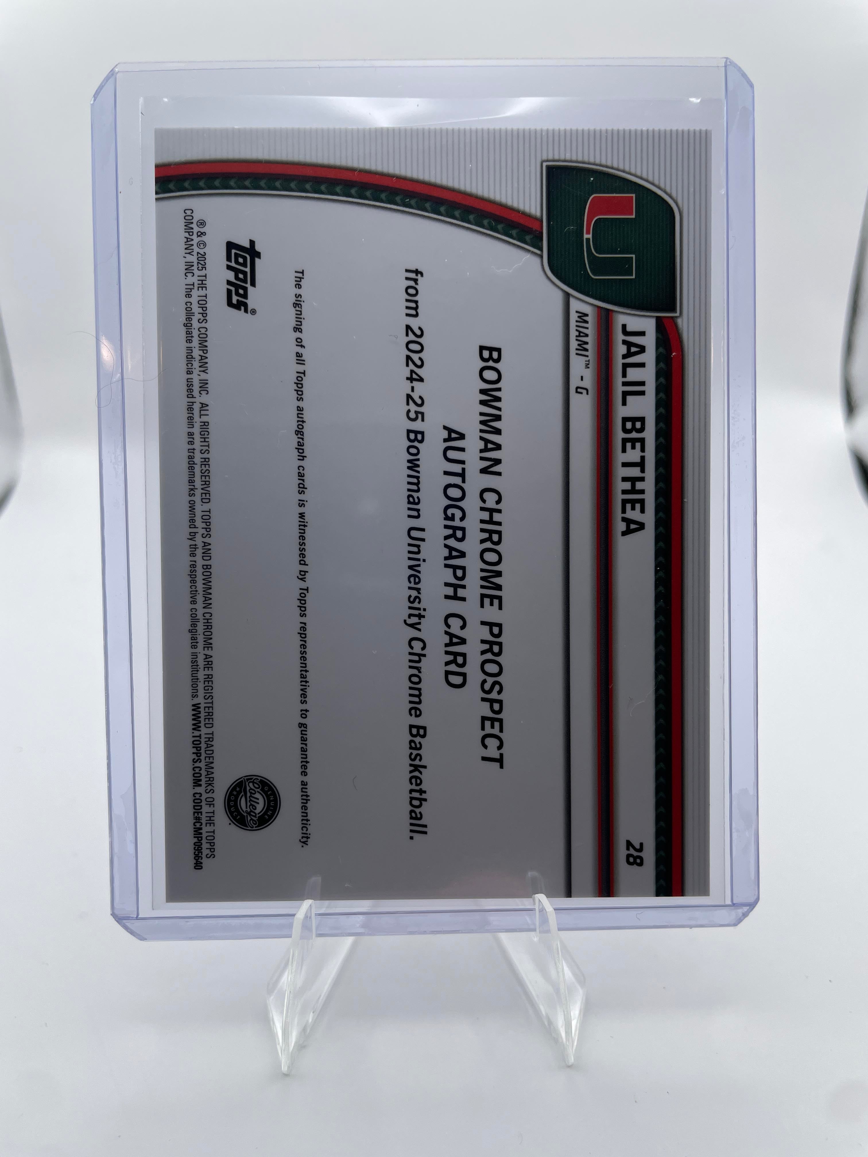 2024-25 Bowman University Chrome Jalil Bethea Black Wave Refractor Auto SP