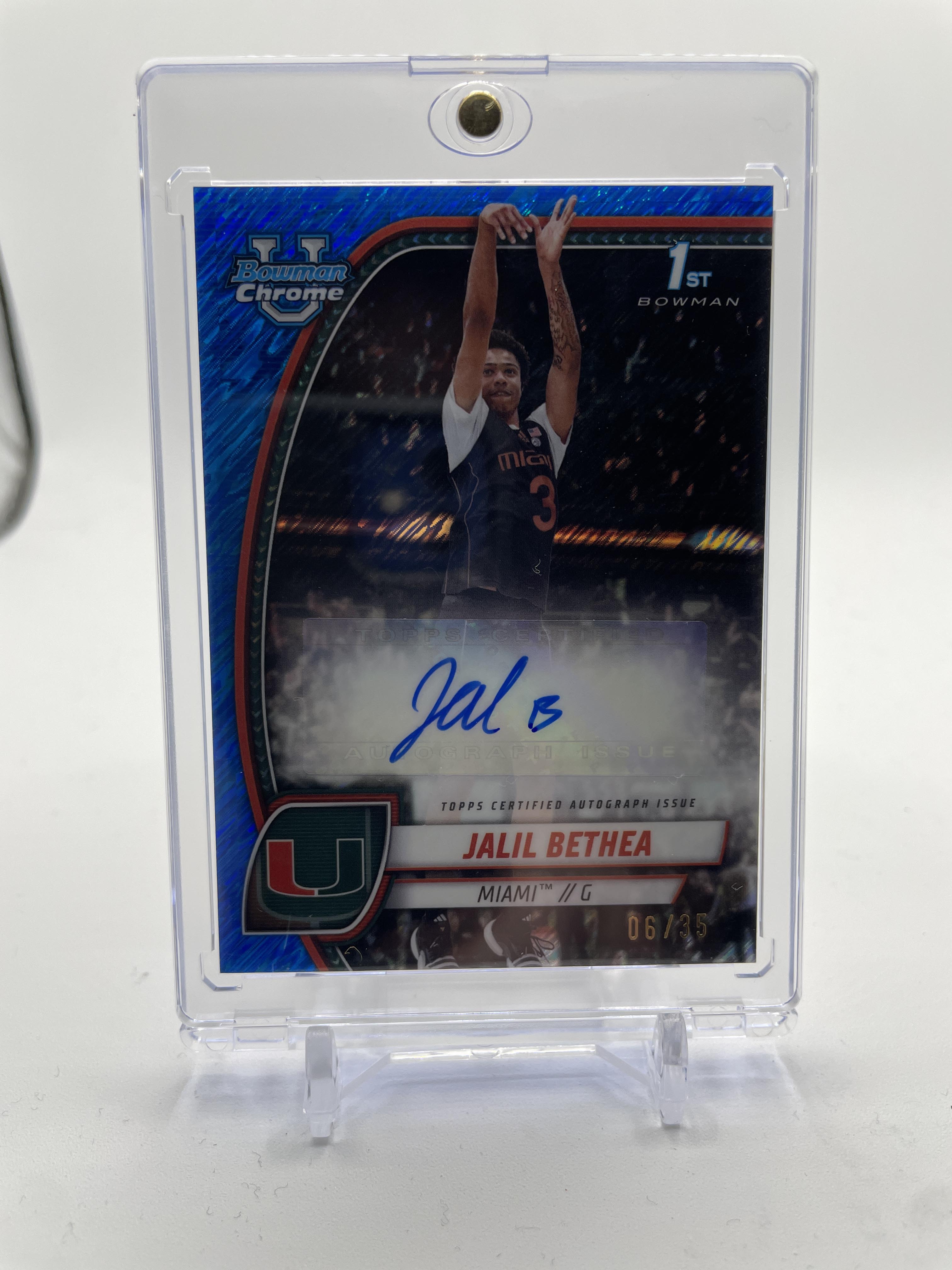2024-25 Bowman University Chrome Jalil Bethea Blue Shimmer Refractor Auto /35