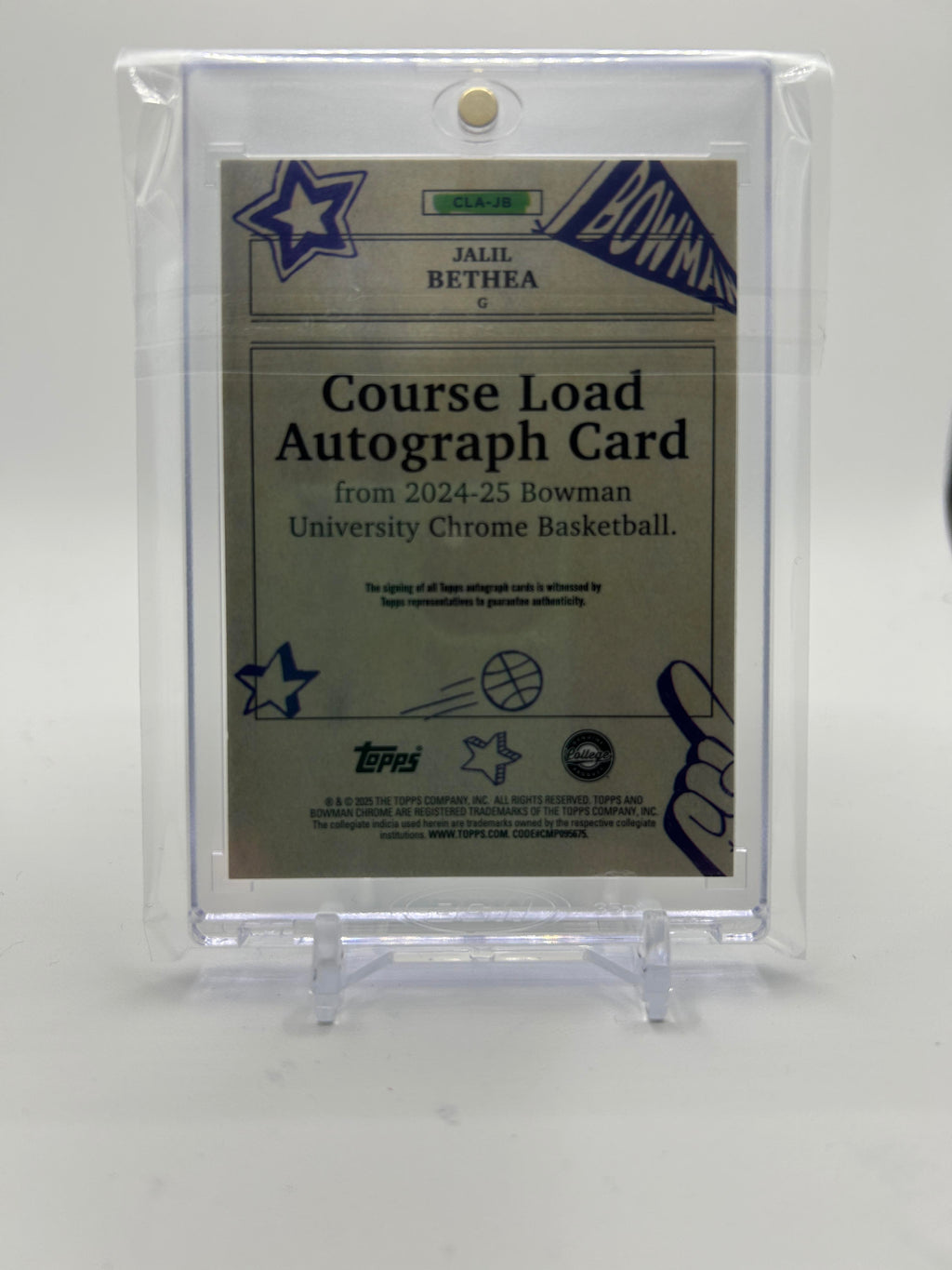 2024-25 Bowman University Chrome Jalil Bethea Course Load On-Card Auto SP
