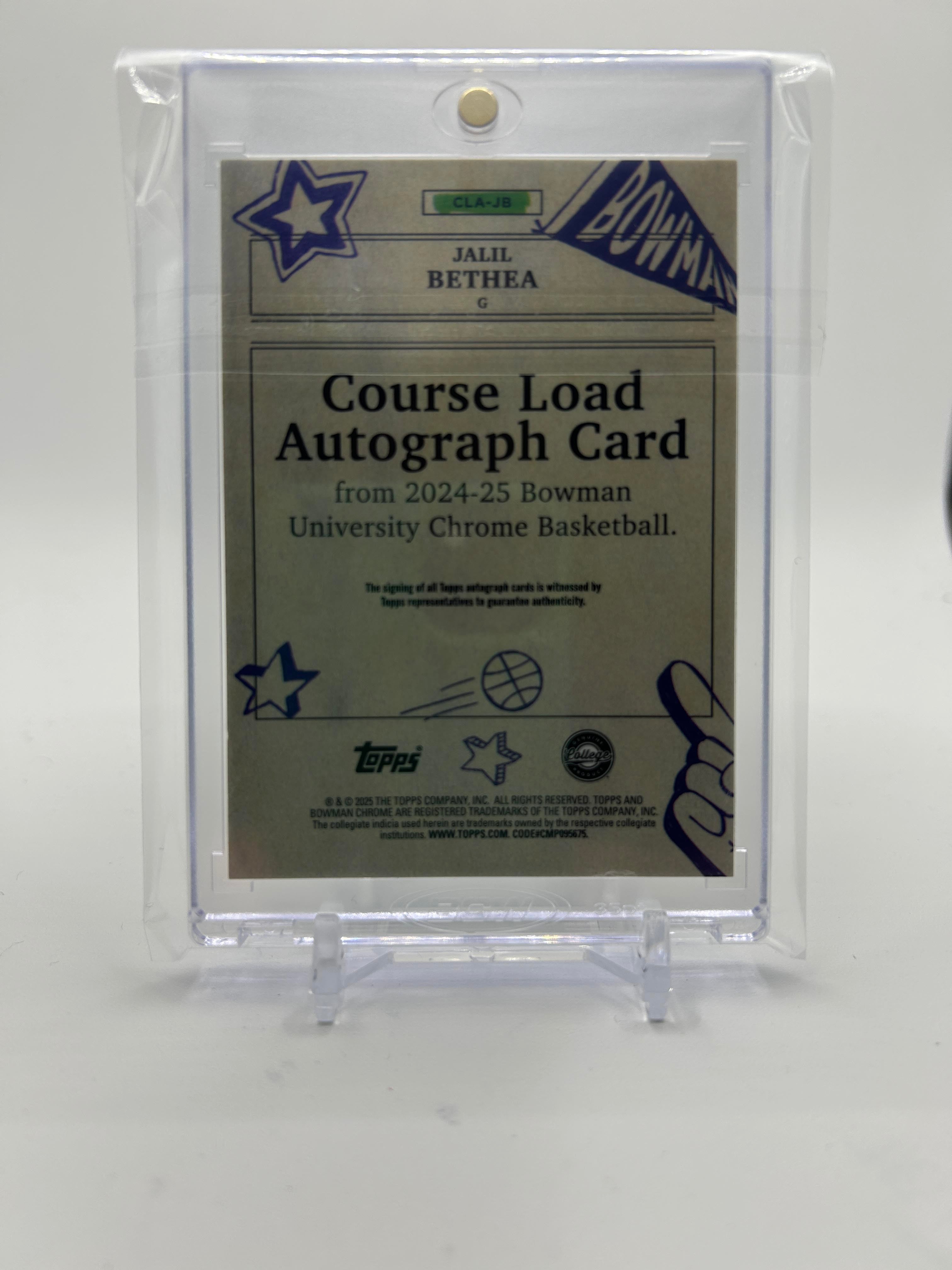 2024-25 Bowman University Chrome Jalil Bethea Course Load On-Card Auto SP
