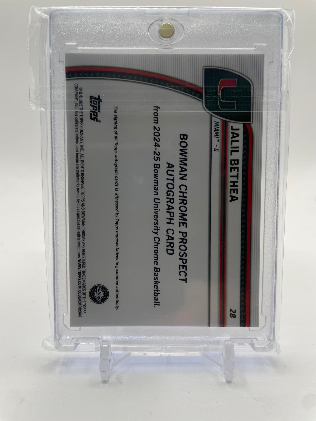 2024-25 Bowman University Chrome Jalil Bethea Orange Refractor Auto /65